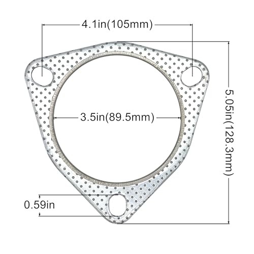 3.5 Inch Exhaust Gasket 3-Bolt 89.5mm Muffler Flange Header High 3.5 in