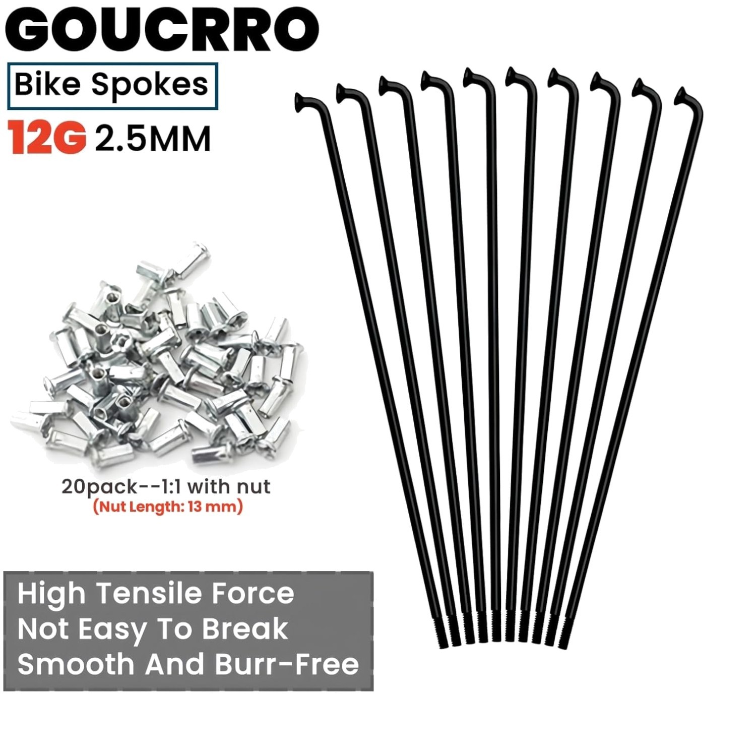 Universal Electric Bicycle Spokes 12G 131mm-298mm