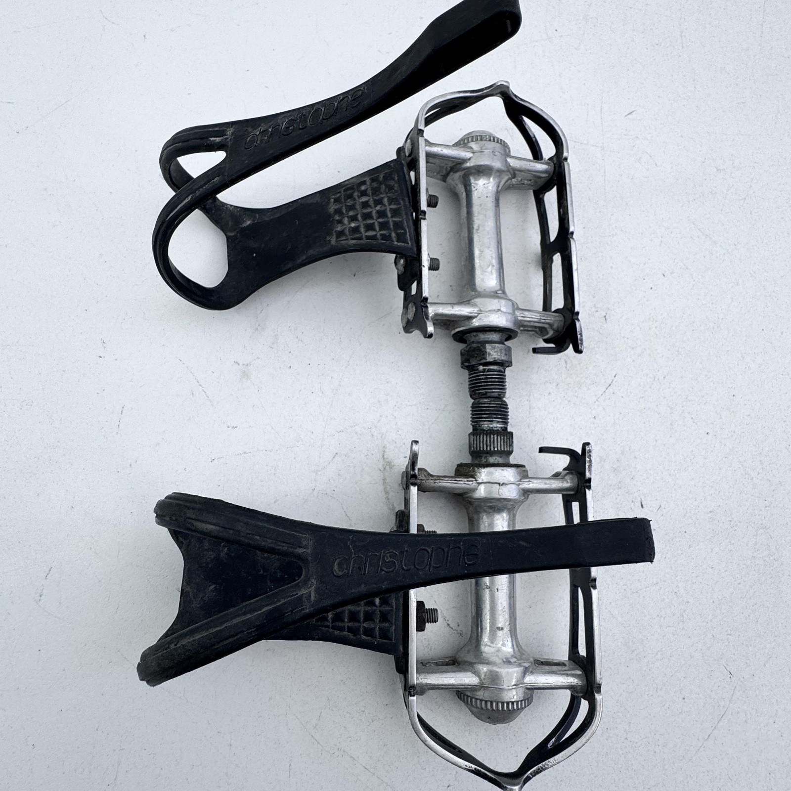 Vintage MKS Sylvan SY-1 Bike Pedals Christophe 9/16 in Toe Clips Black A68