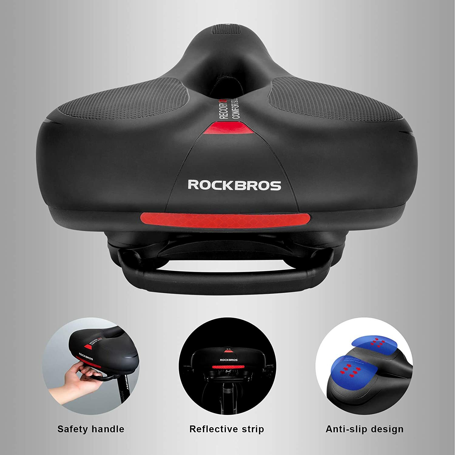 ROCKBROS Bike Seat Comfort Bike Saddle Mountain Bike Soft Wide Bike Seat Cushion