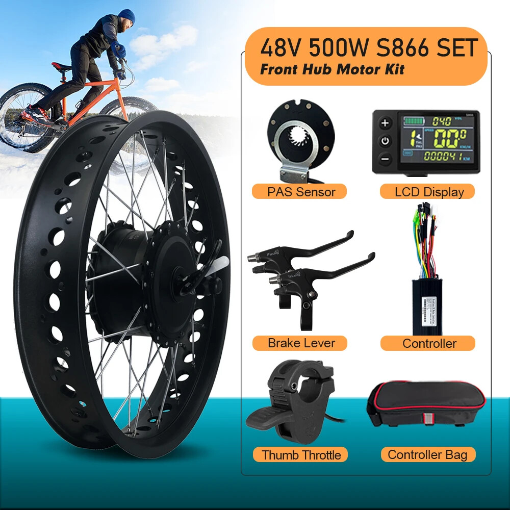 36V 48V 500W 20 24 26inch Snow Fat E-Bike Brushless Gear Front Hub Motor Wheel