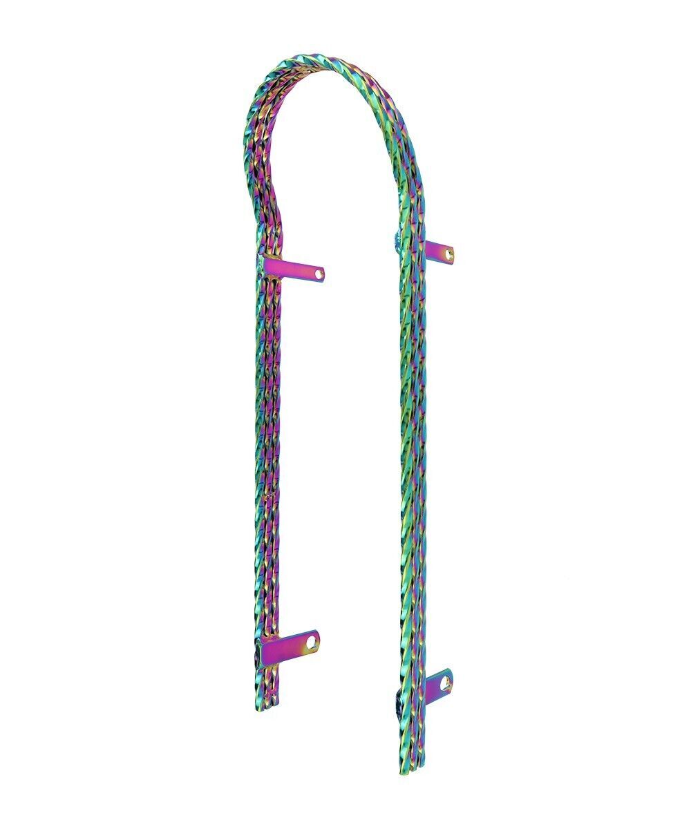 18″ LONG LOWRIDER BICYCLE TRIPLE SQUARE TWISTED SISSY BAR IN (OIL SLICK) NEON.