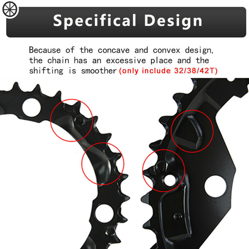 Bike Chainring 22/24/26/32/38/42/44T Single/Double/Triple Speed 104/64bcd Round