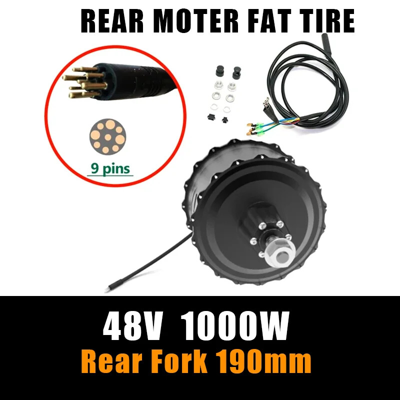 48V 1000W 20 24 26er Snow Electric Bike Fat Tire Brushless Gear Rear Hub Motor