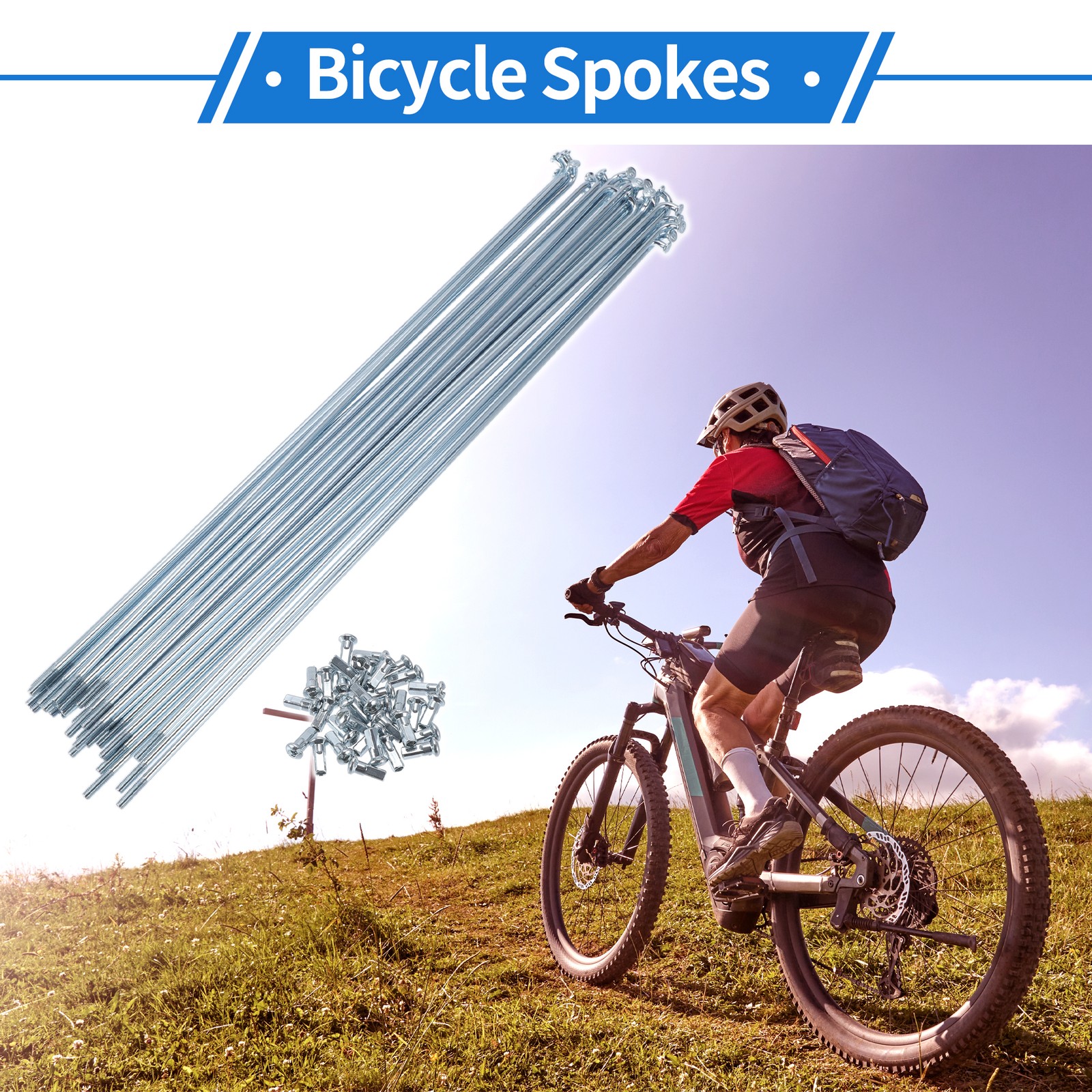 1 Set 12G 270mm Length Bicycle Spokes Nipple Carbon Steel Galvanized Universal