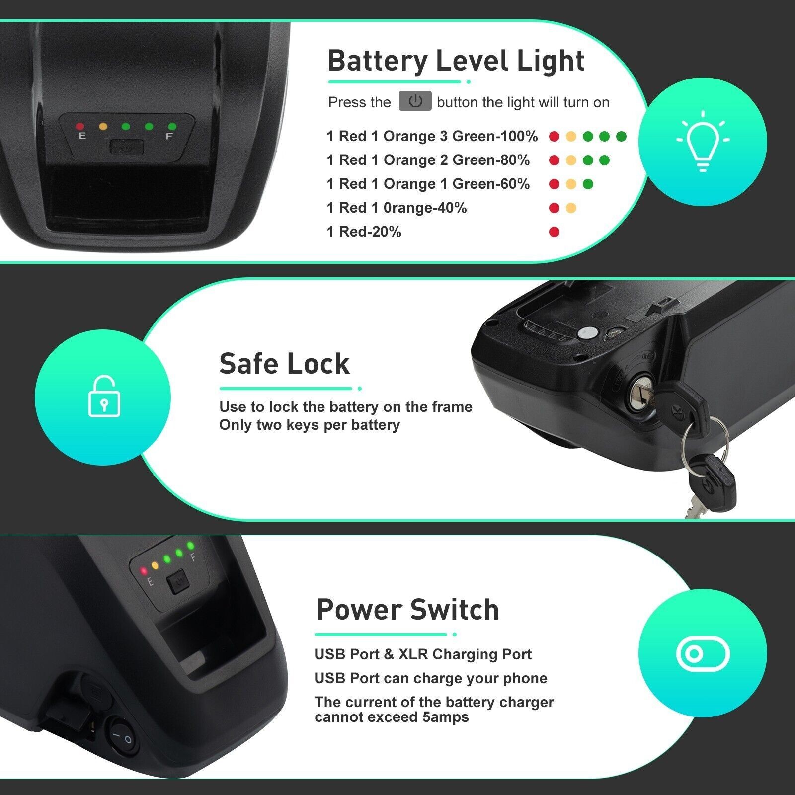 48V 15Ah Hailong Battery for 200W-1920W Ebike Electric Bike Lithium Battery BMS
