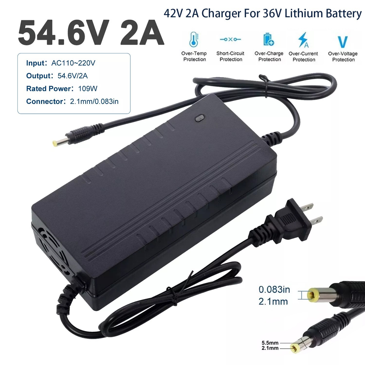 42V54V58V2A5A Smart Battery Cha rger Lithium Battery Ele ctric Bic ycle Cha rger