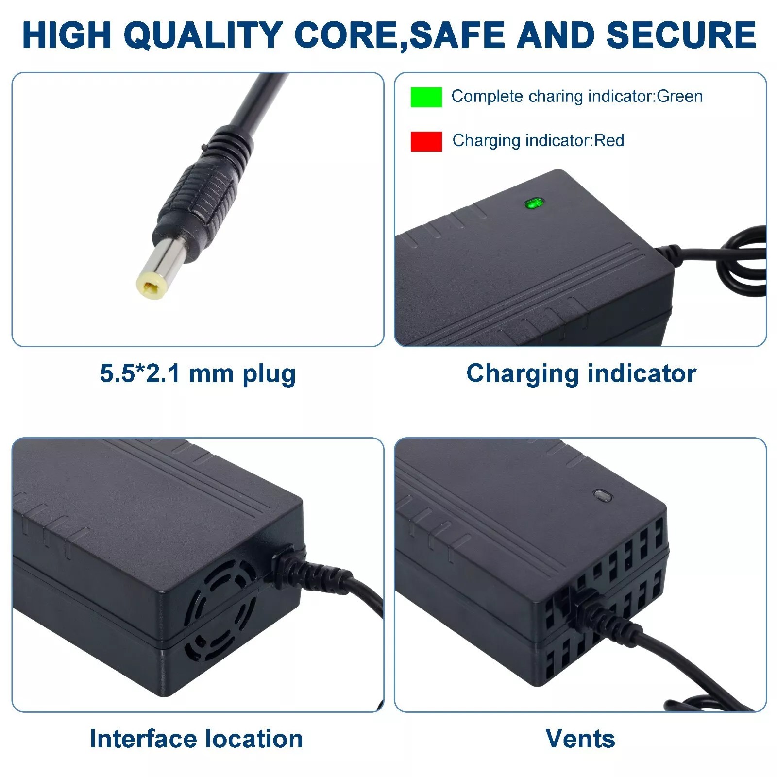 UUG 54.6V 5A DC Fast Power Supply Adapter Charger for 48V Lithium Battery Pack