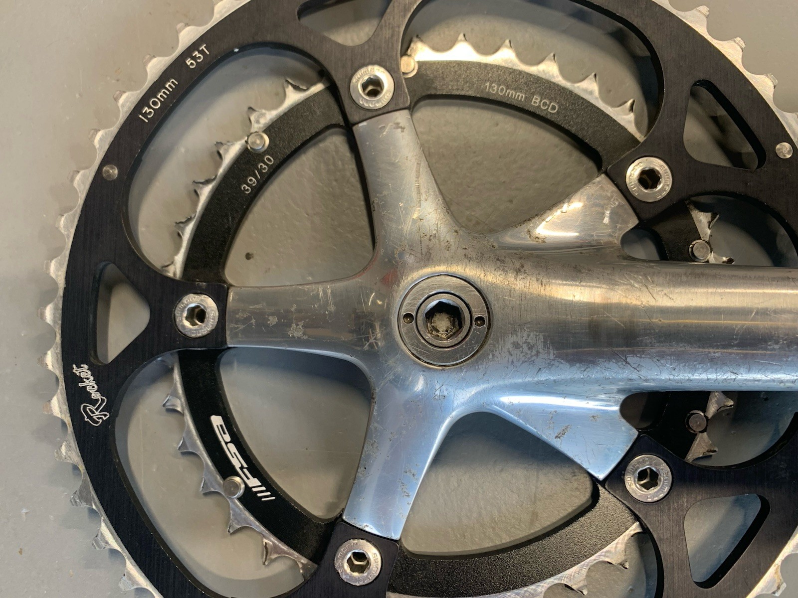 Shimano Dura-ace Double Crankset 175mm Aluminum Silver Road Bike with Chainrings