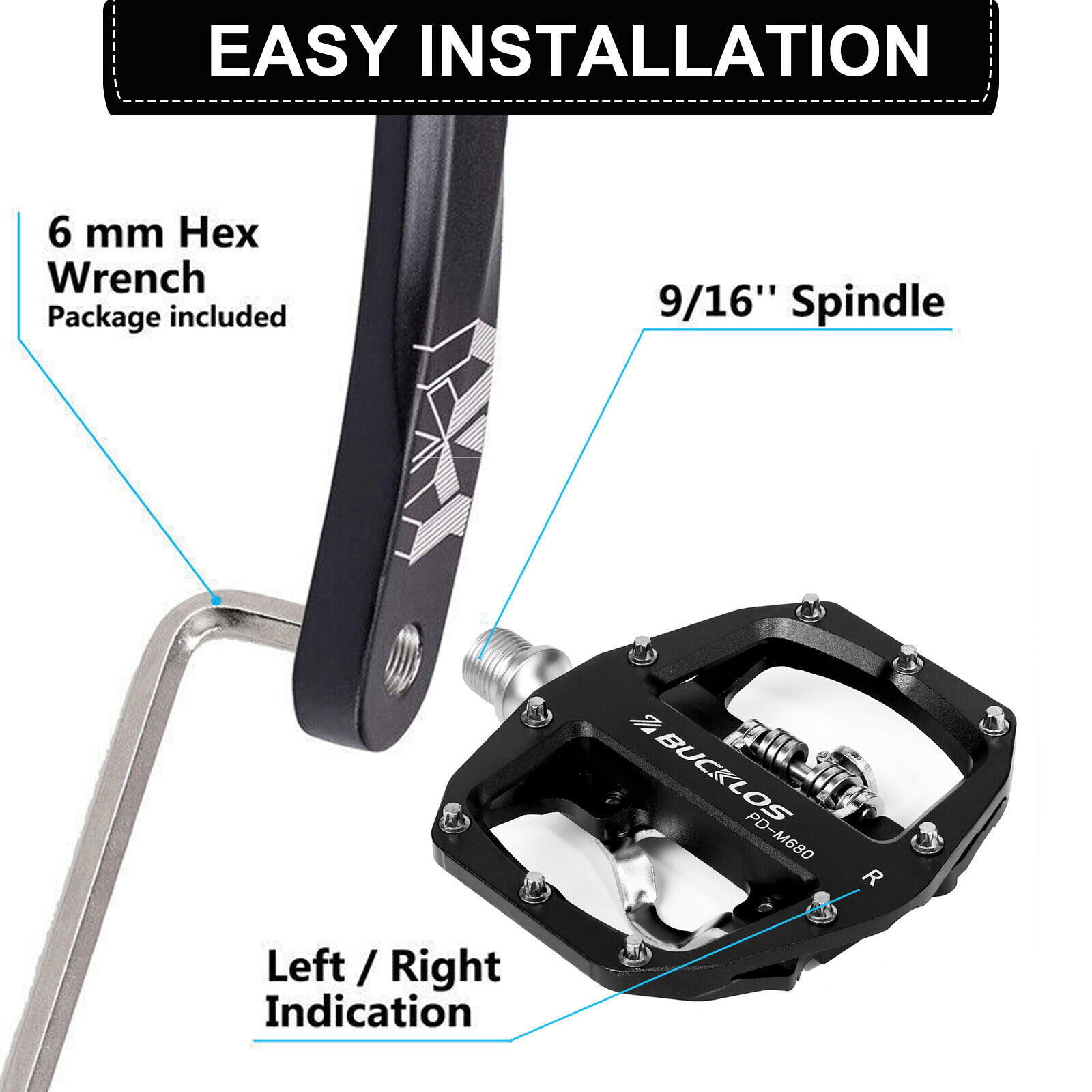 SPD Pedal Clipless Pedals 9/16″ Mountain Bike Pedals Dual Platform Multi-Purpose