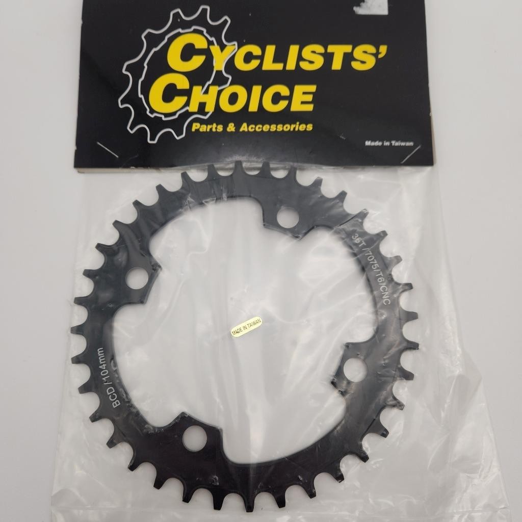 Cyclists Choice 36t x 104mm Narrow Wide Black Bicycle Chainring NOS