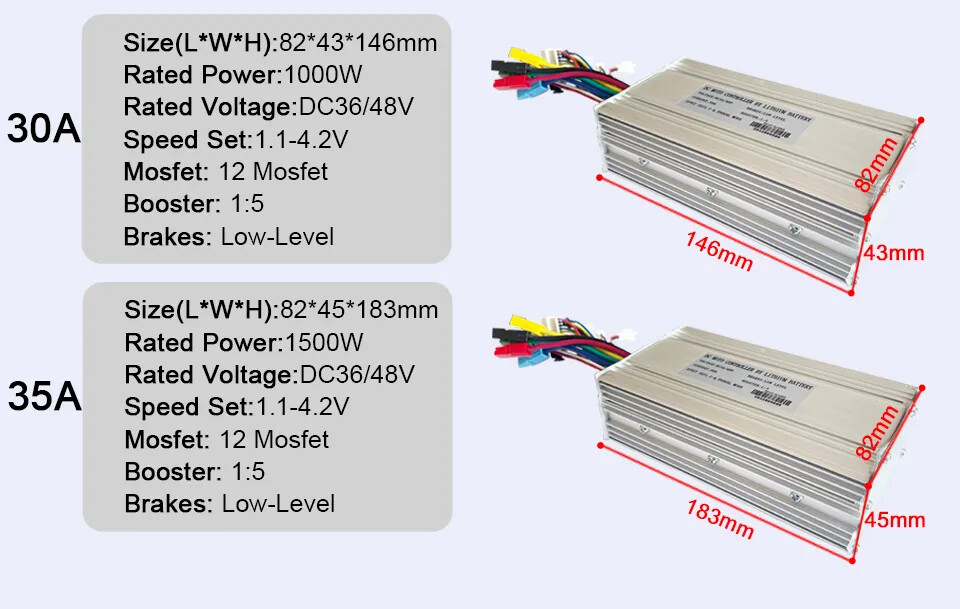 15A-35A E-bike Controller 250W 350W 500W 1000W 1500W Brushless Controller