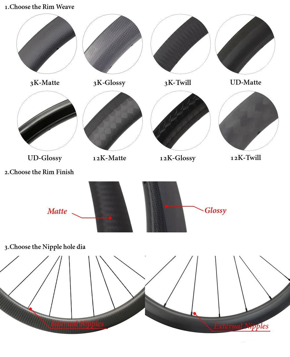 700C Carbon Road Bike Rims 60mm Depth Hookless 29mm Wide V Brake/Disc Brake