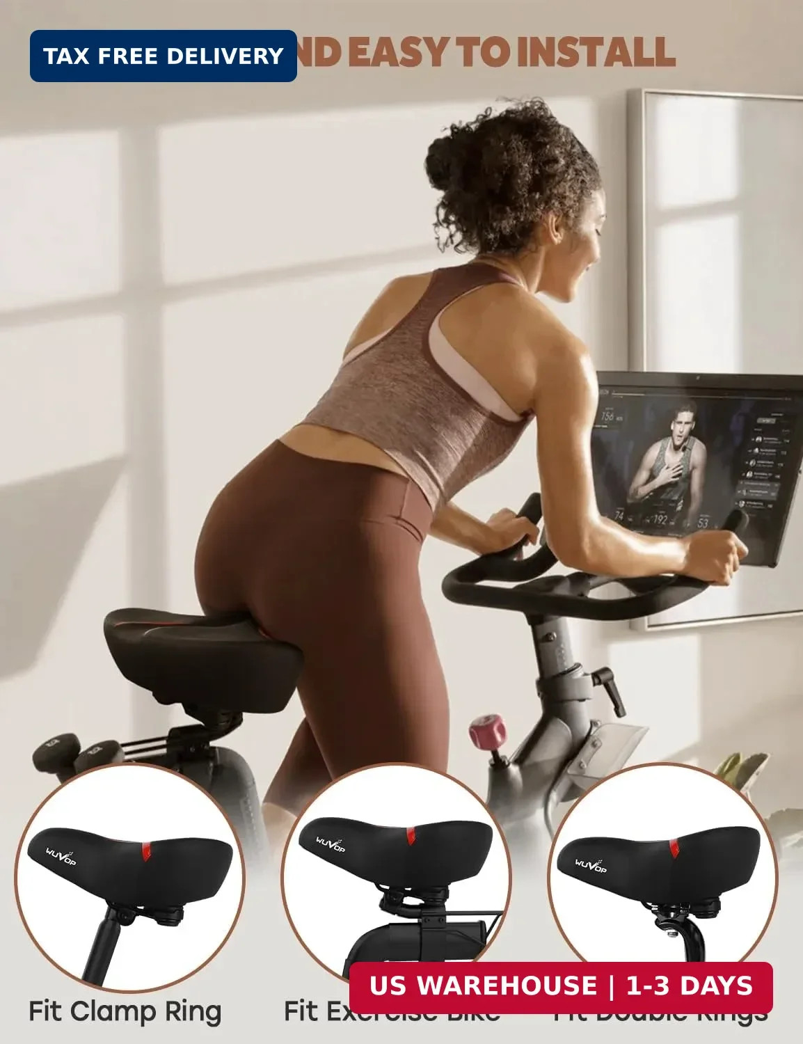 Oversized Bike Seat Compatible with Peloton, Comfort Bicycle Seat Replacement fo