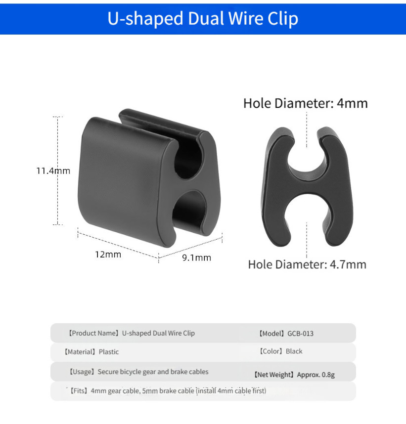 Triple Hole Mount Cable Organizer for Bicycle Brake and Gear Cables Black