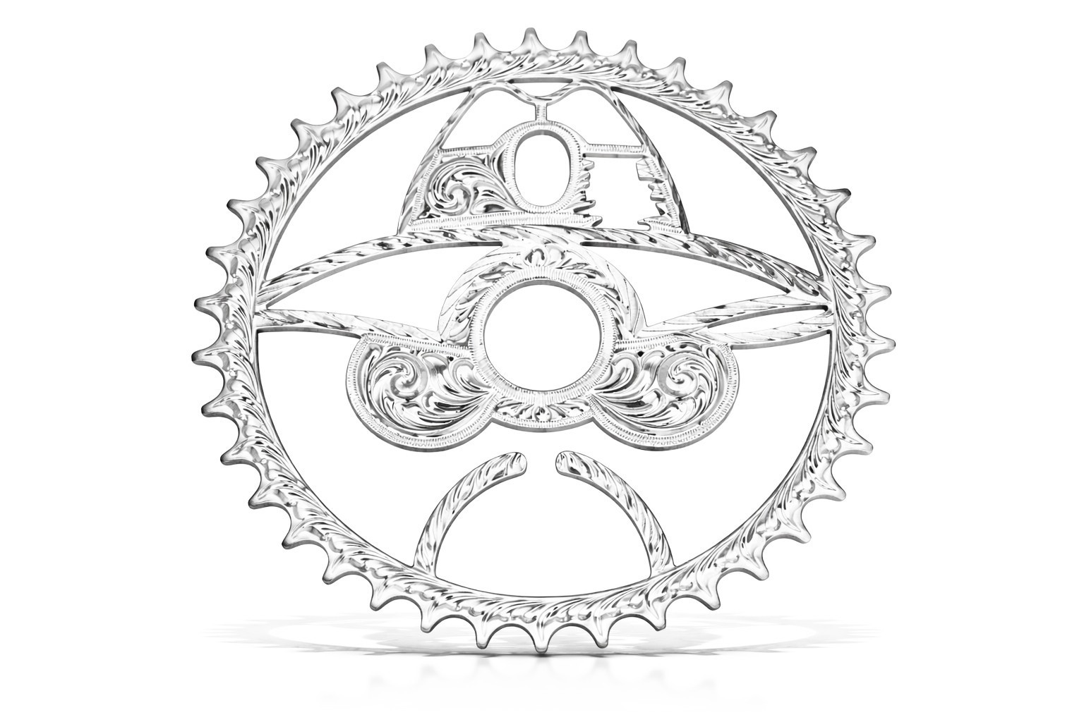Lowrider Bicycle Laser Cut Chrome Engraved Lowrider Golo Man 36T Custom Sprocket