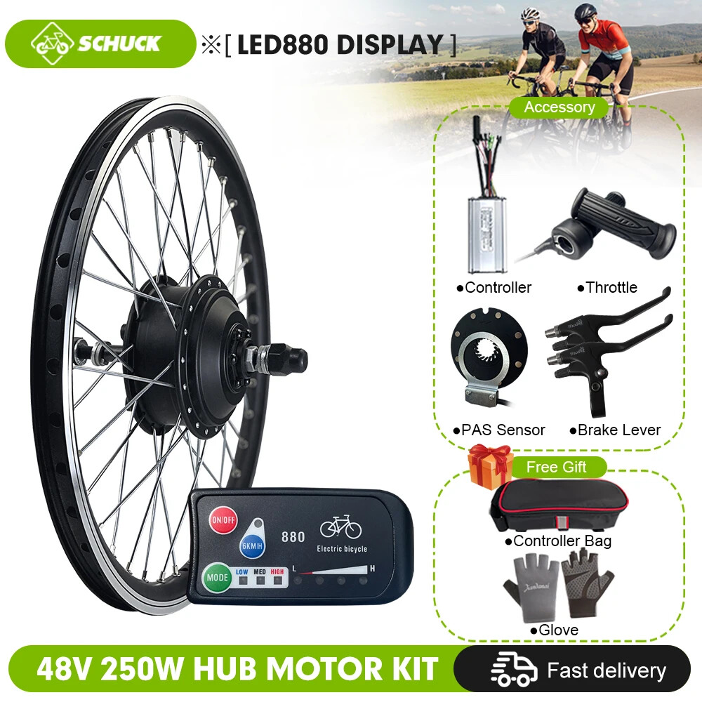36V 48V 250W Electric Bike Brushless Rear Hub Motor Conversion Kit 16-29″ 700C