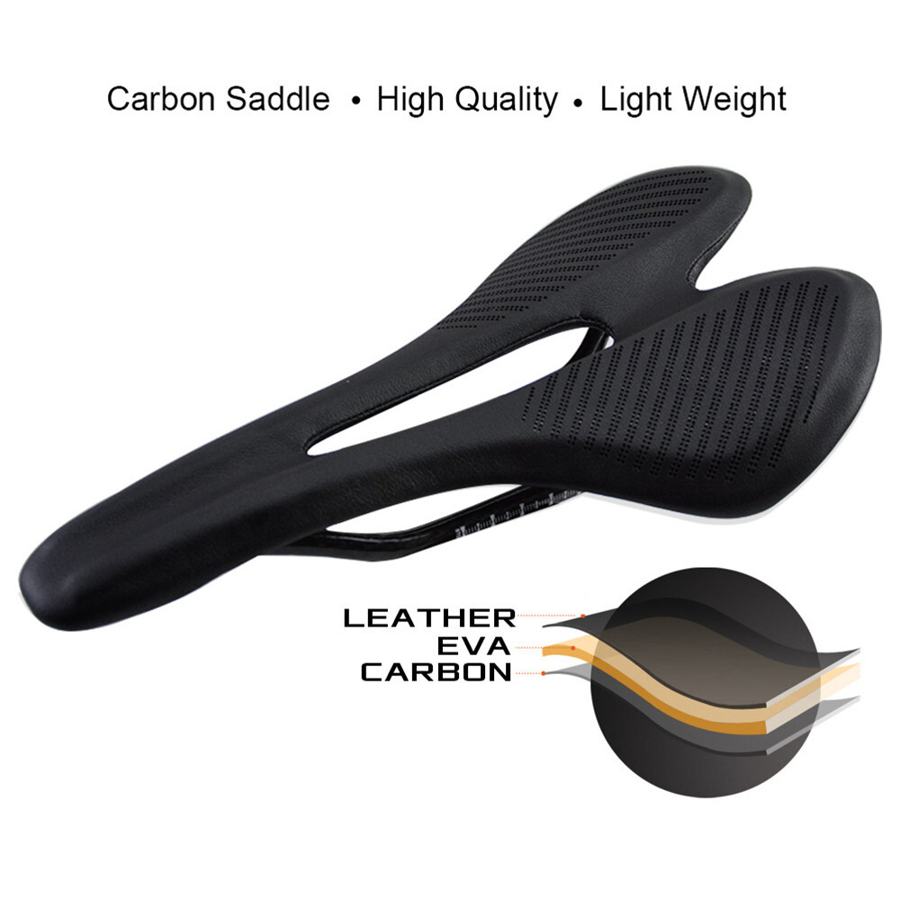 Bicycle Comfort Saddles Carbon EVA Leather Racing MTB Road Bike Seat 270*143mm