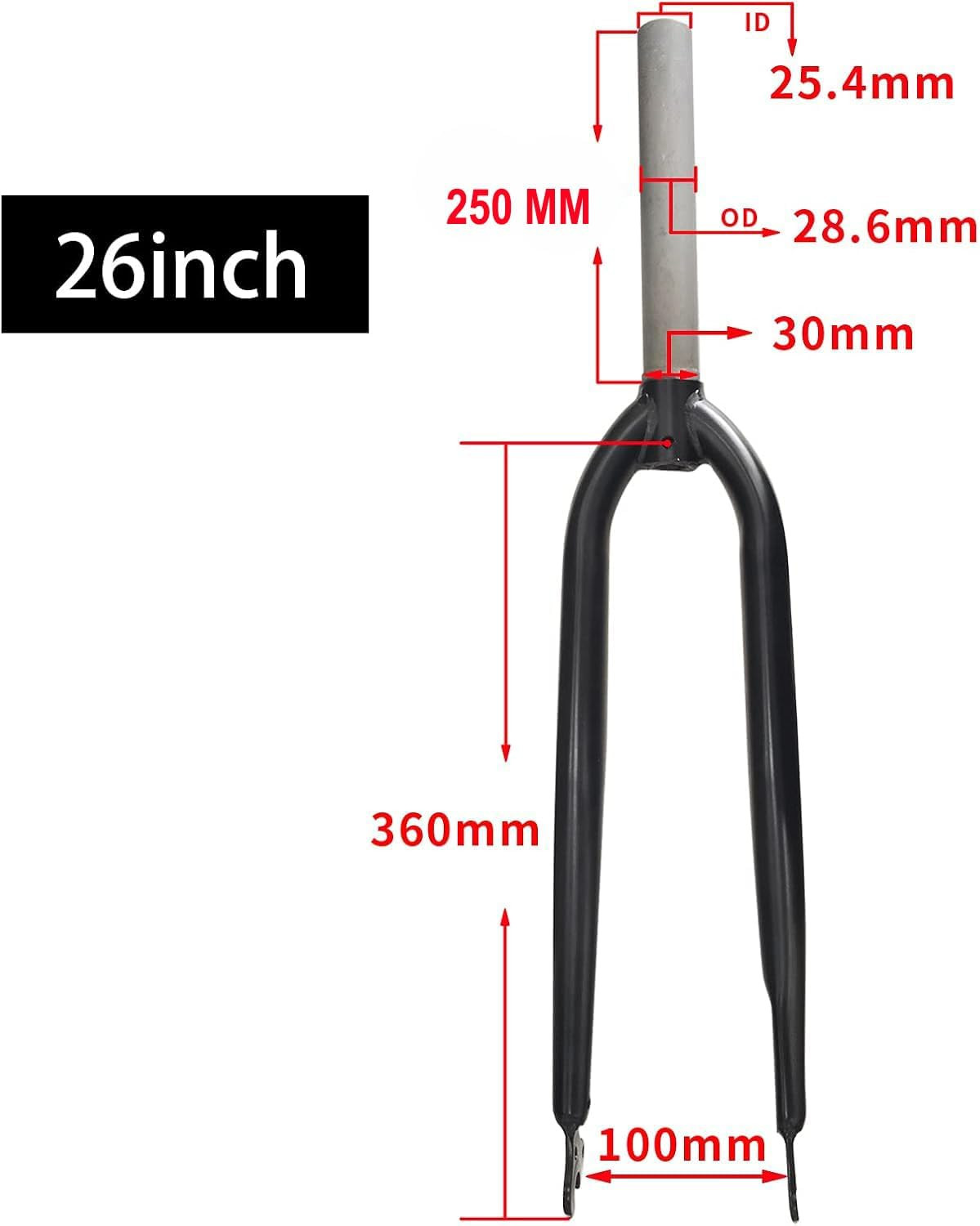 DONSP1986 1-1/8 Threadless 26 inch Fork Fixed Bicycle MTB Road Cruiser Bike Fork