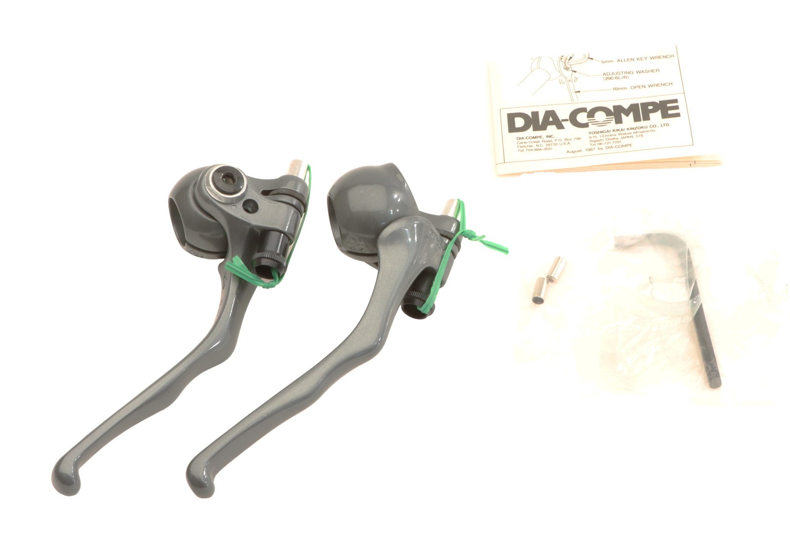 Dia-Compe Advantage 290 Brake Levers PAIR Batwing Vintage 80s Gray NEW NOS NIB