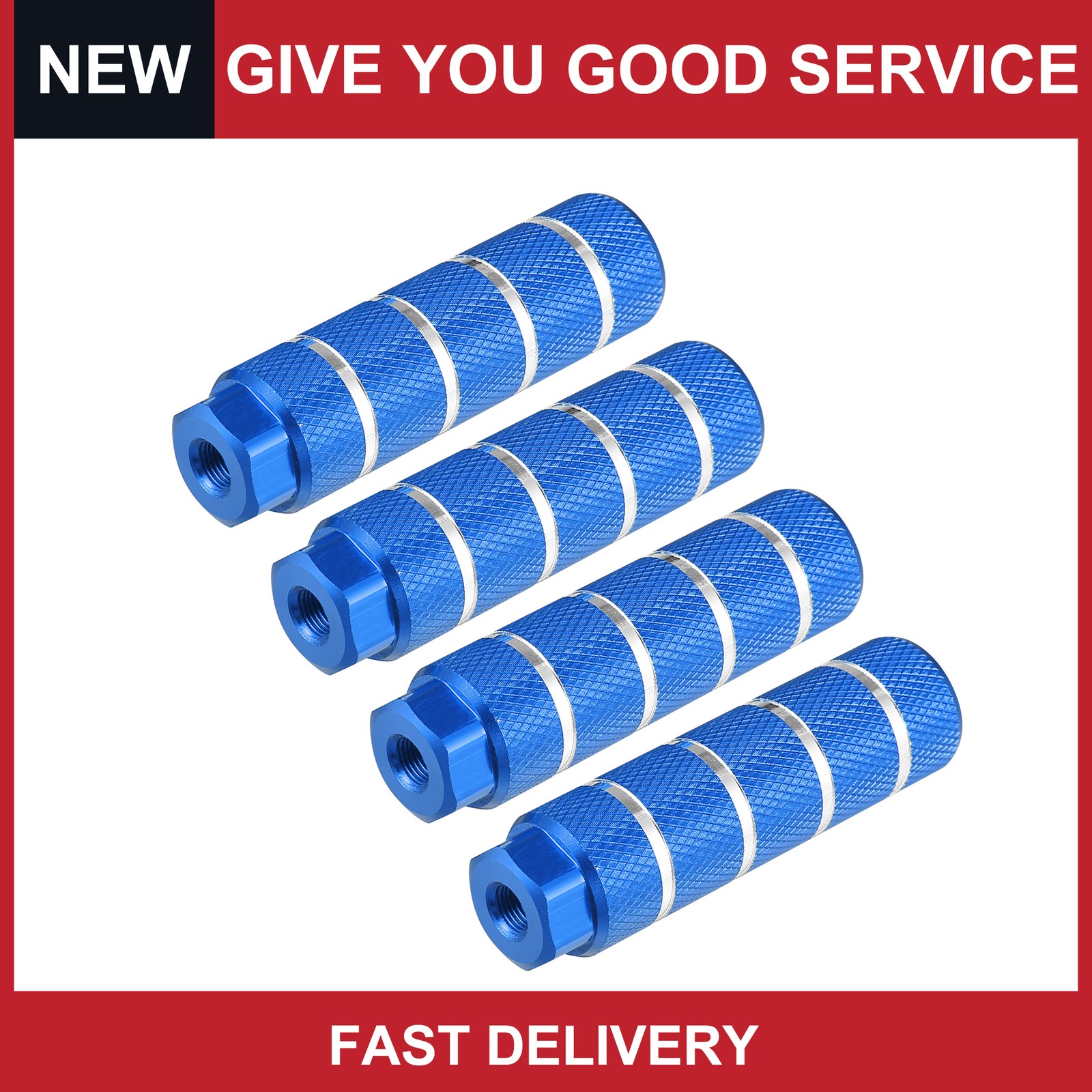 Universal Bicycle Rear Foot Pegs Footrests Blue Fit 3/8 Inch Axles Pack of 4
