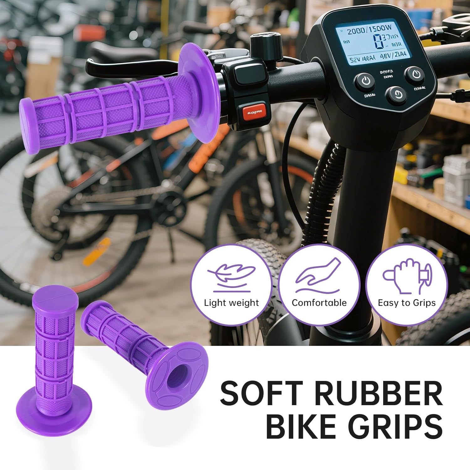 1 Pair Handlebar Grips Compatible with 7/8″ 22mm 24mm Motorcycle Hand Grips, Sof