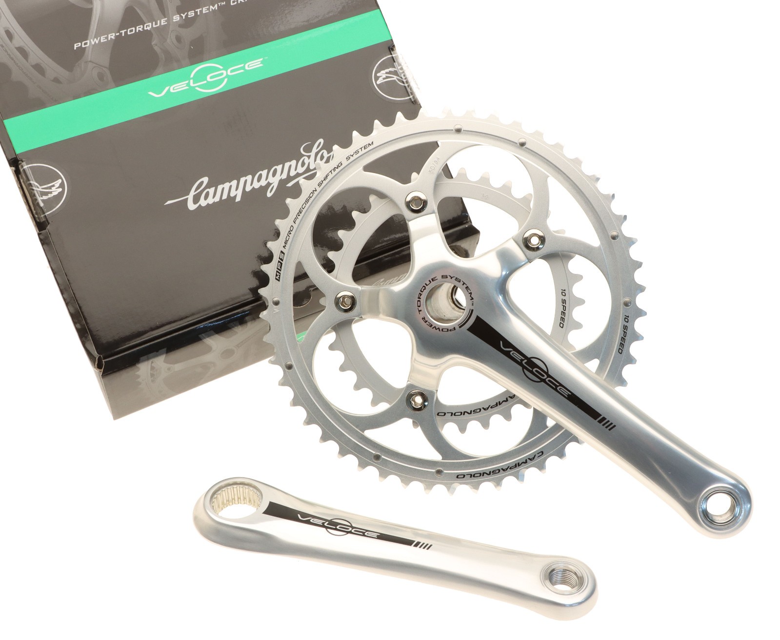 Campagnolo Veloce Crankset 50/34T Compact 10s Silver 172.5mm Power-Torque NOS