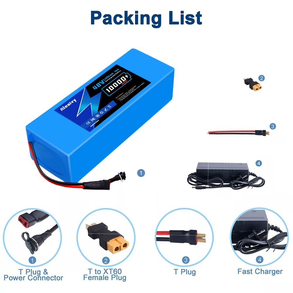 48V 10Ah E-Bike Battery 500W Li-ion, Compatible 48V Electric Bicycles/Scooters