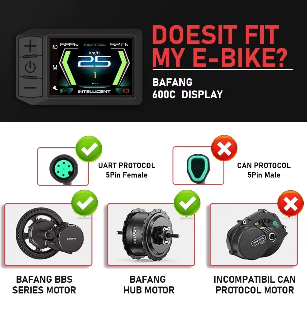 Ebike Bafang 600C Display UART Protocol With Bluetooth for Bafang BBS0102 BBSHD