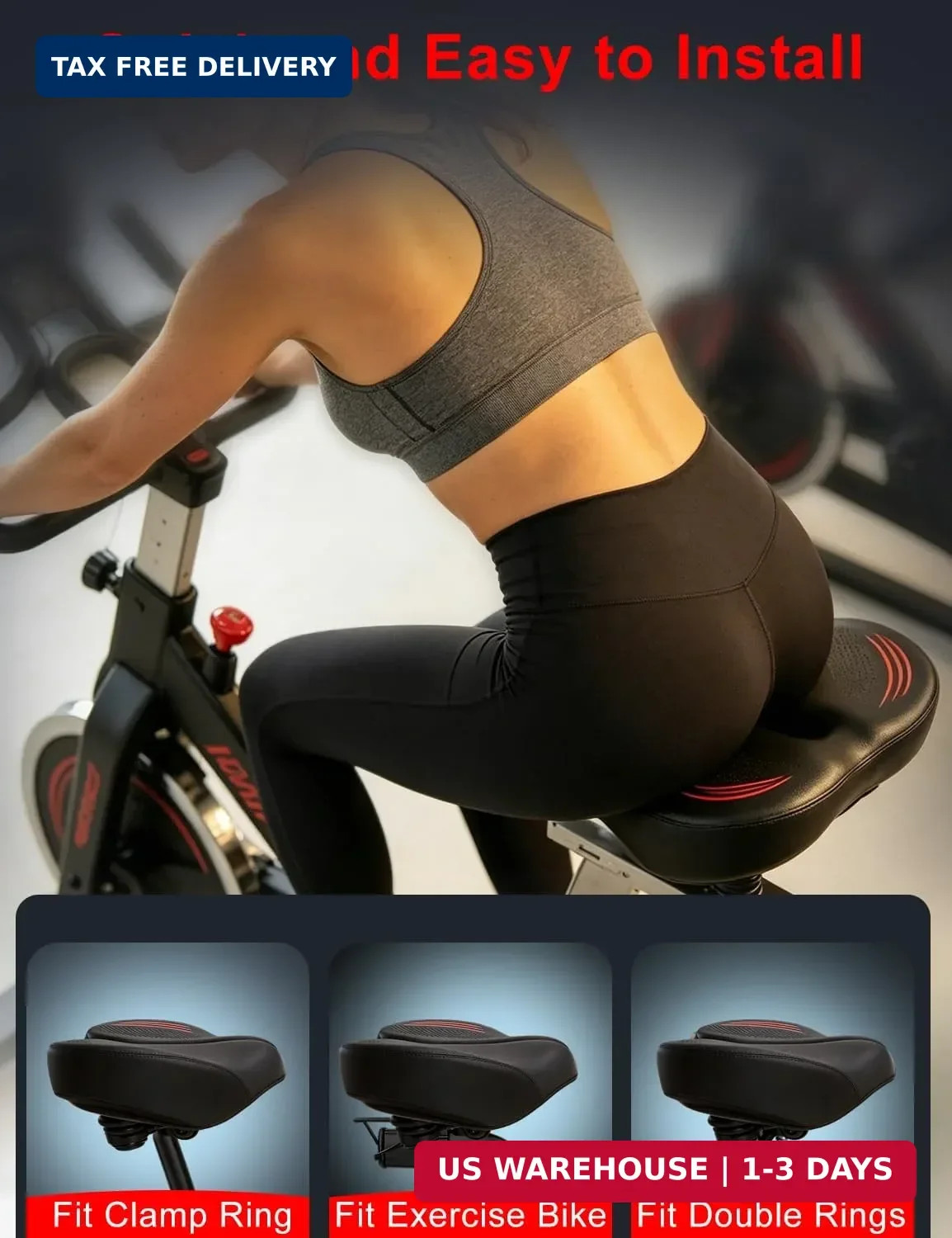Noseless Oversized Bike Seat Replacement, NEW Comfortable Extra Wide 13.6″ Padde