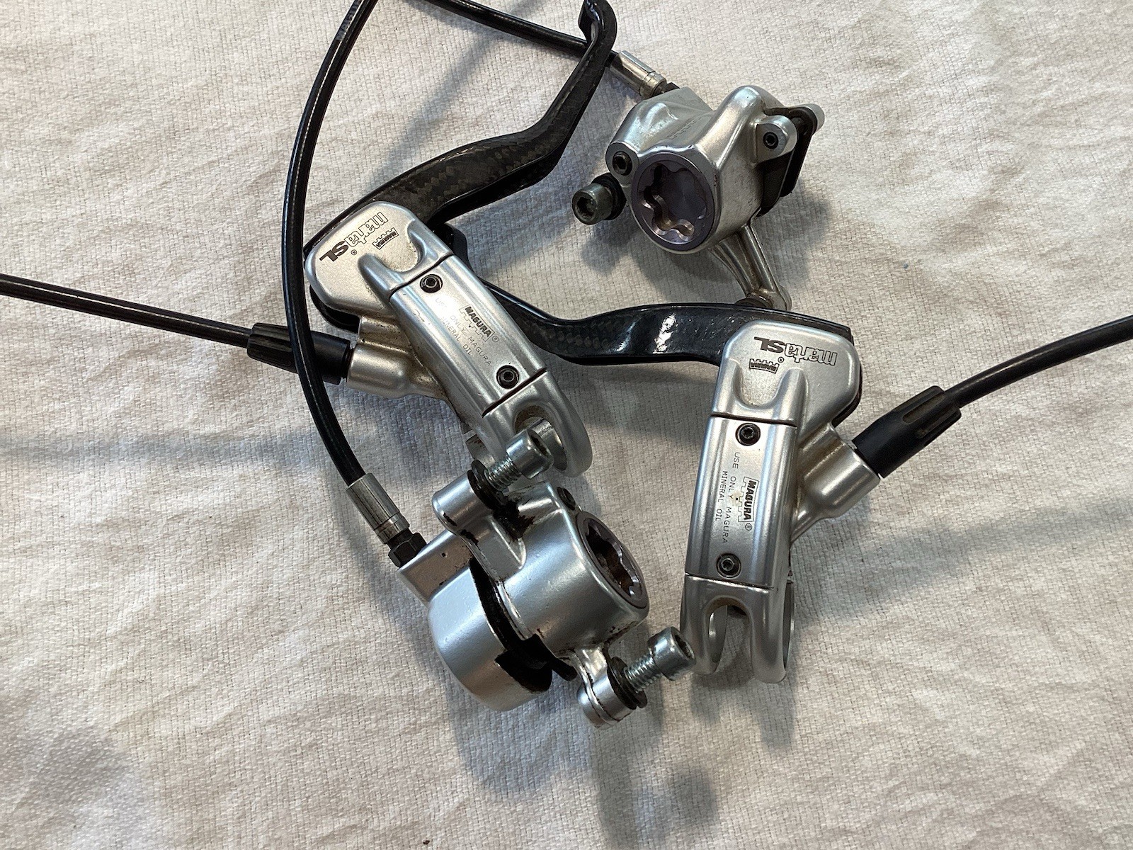 Magura Marta SL Hydraulic Disc Brake Front And Rear Set Lever Silver Carbon