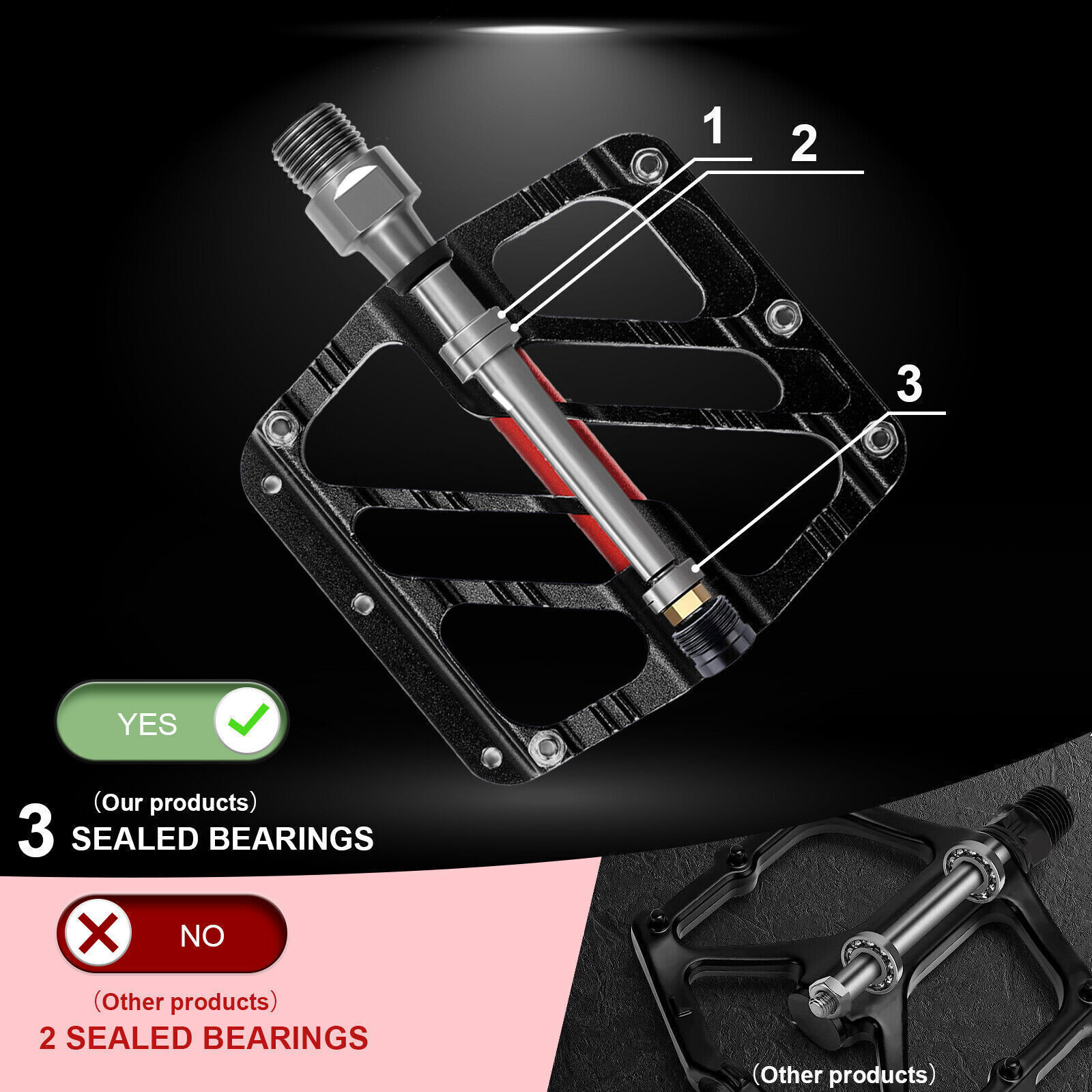 Flat/Platform Pedals 3 Bearings Mountain Bike 9/16” Aluminum For Shimano Pedals