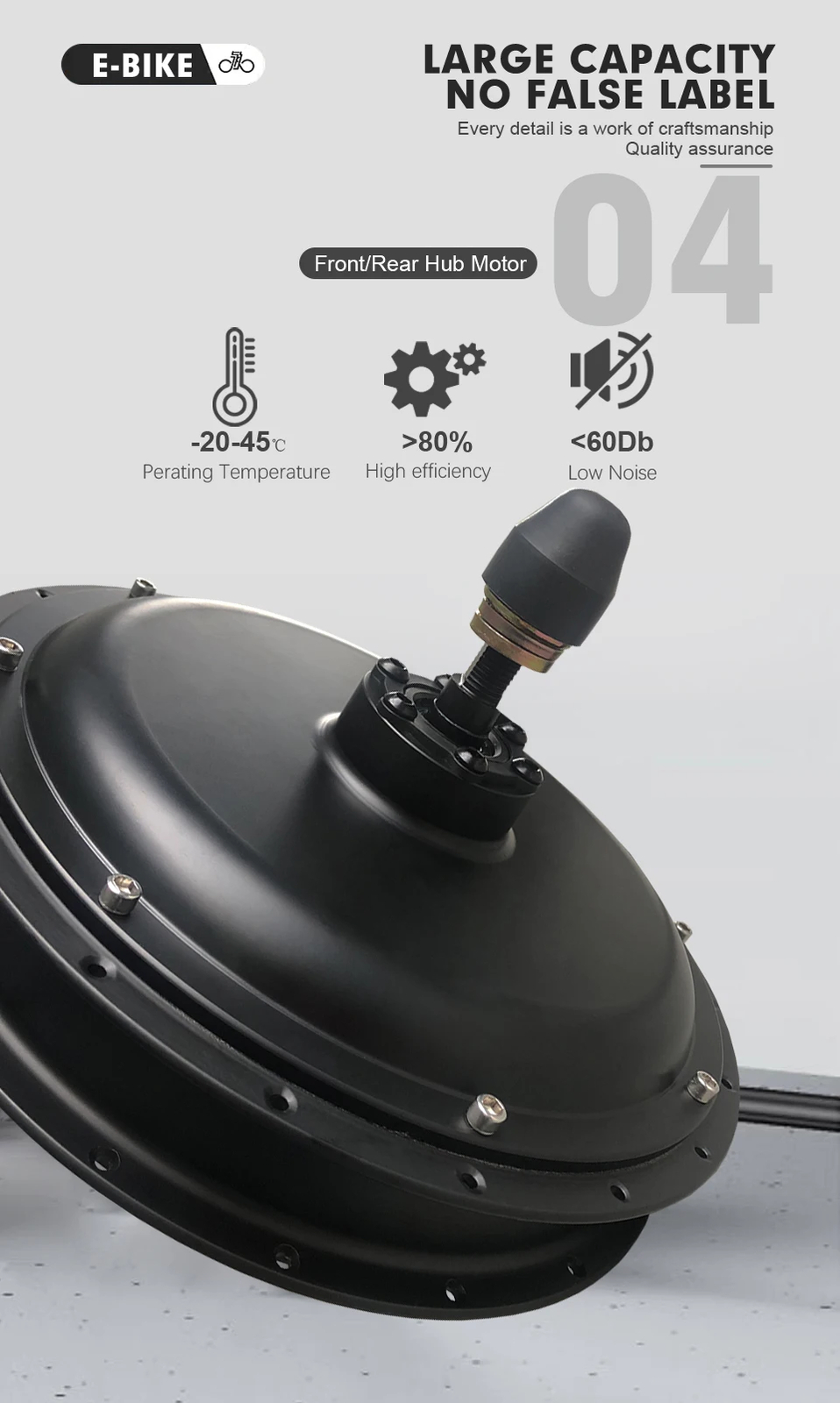 E-bike Brushless Gearless Motor 500W 1000W 1500W 2000W 36V 48V Front Rear Wheel