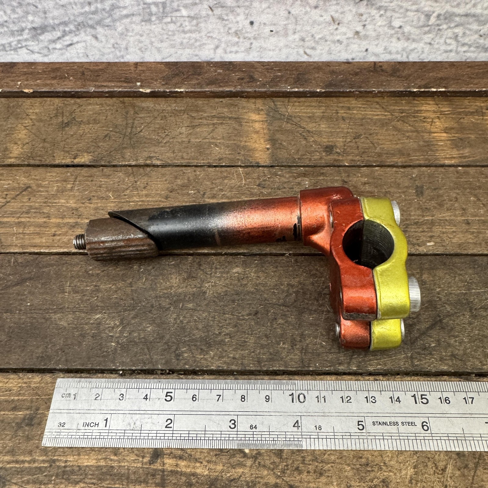 Vintage BMX Quill Stem Neck 21mm Red Yellow Painted Old School 70s 80s