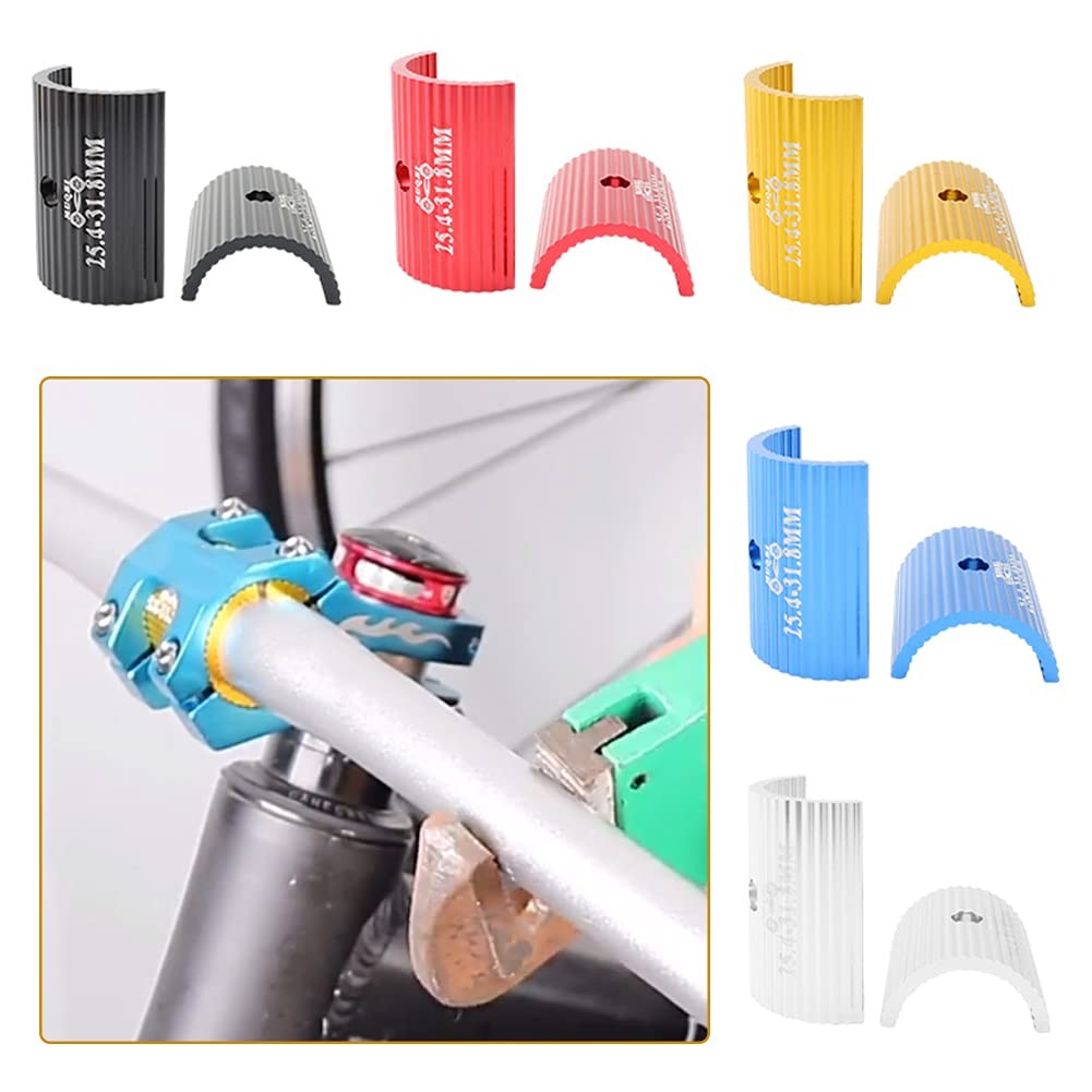1pair Bike Handlebar Shims, Aluminum Alloy Stem Reducer 25.4 to 31.8mm, Black