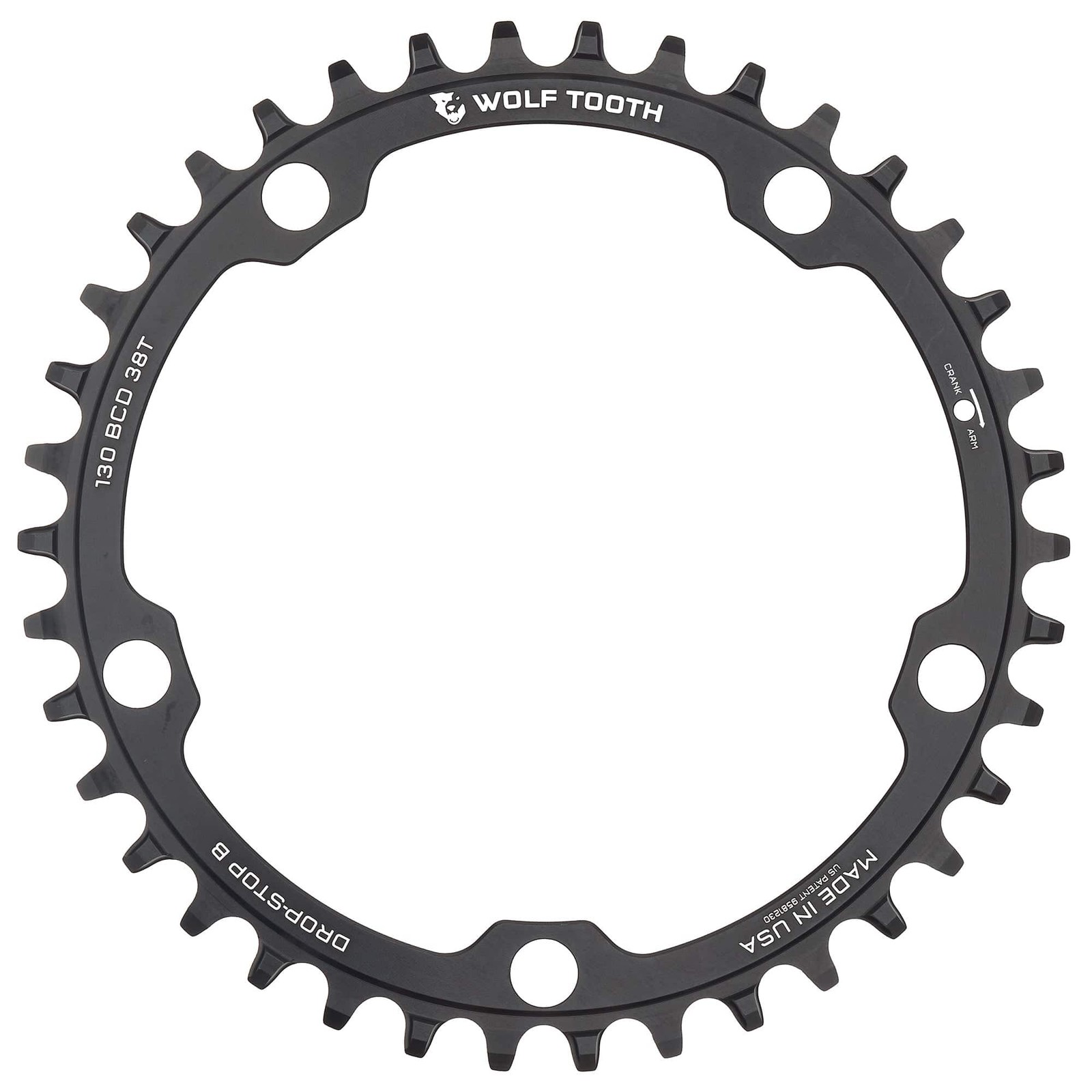 Wolf Tooth Chainring 44t 130 BCD 5-Bolt 10/11/12-Spd Alloy Blk Road Cyclocros