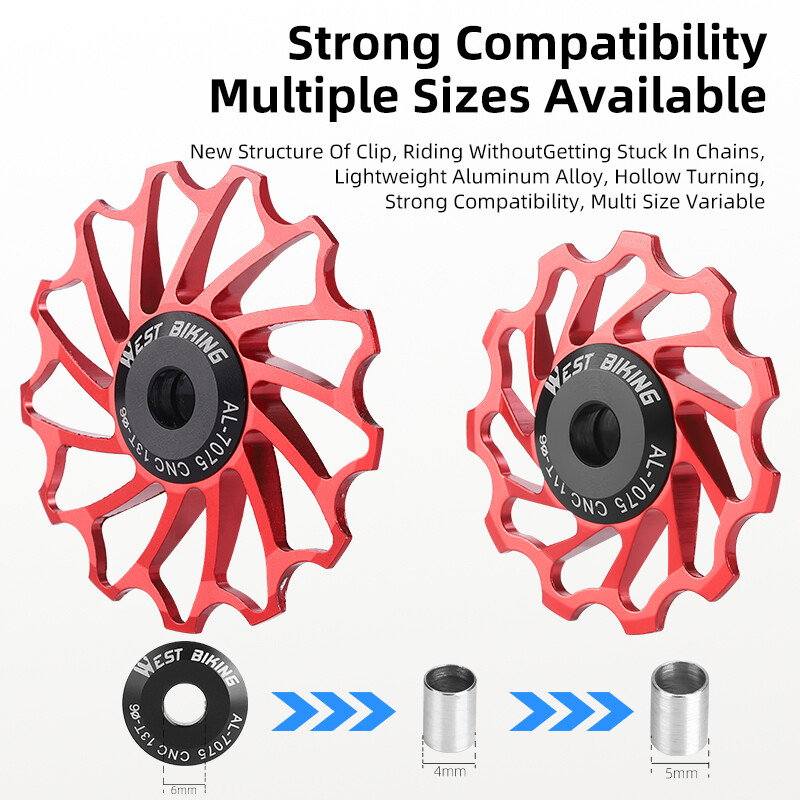 WEST BIKING Ceramic Bearing Bicycle Rear Derailleur Guide Wheel Pulley 11T/13T