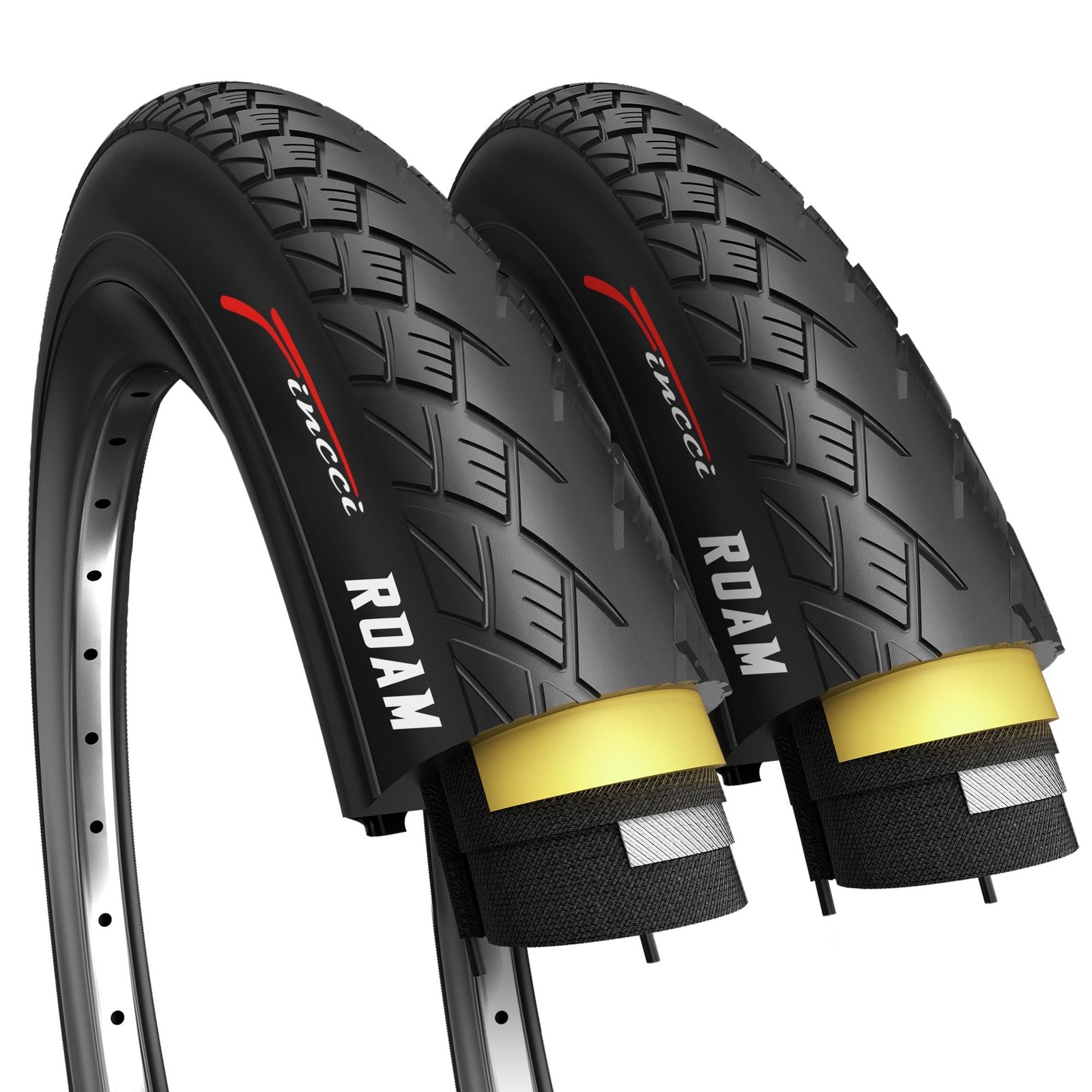 Fincci Pair 700x38c Bike Tire – Semi-Slick 700c Bike Tire – Gravel Foldable K…