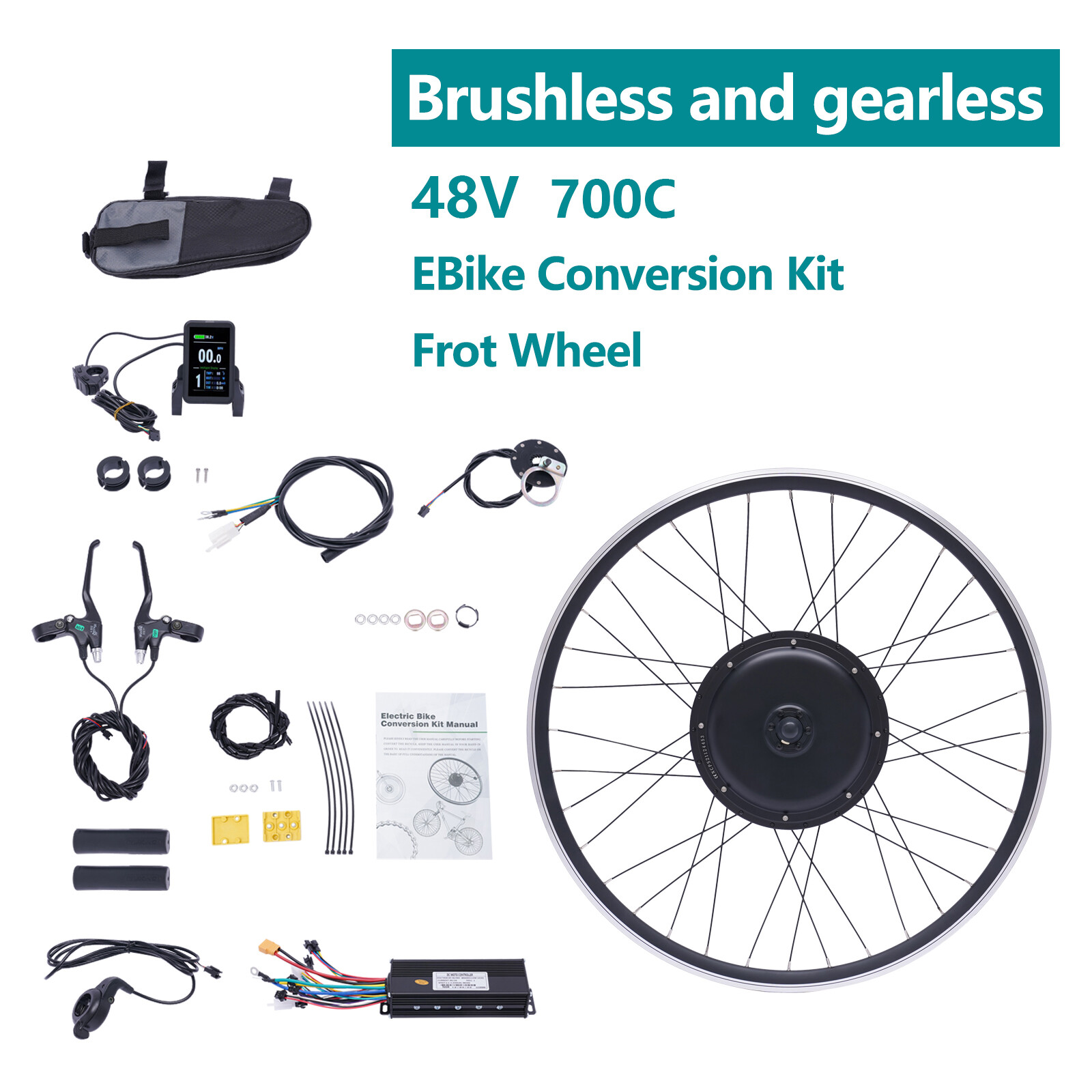 48V 1000W E-Bike Conversion Kit 28/29 Inch Front Wheel & Hub Motor Electric Bike