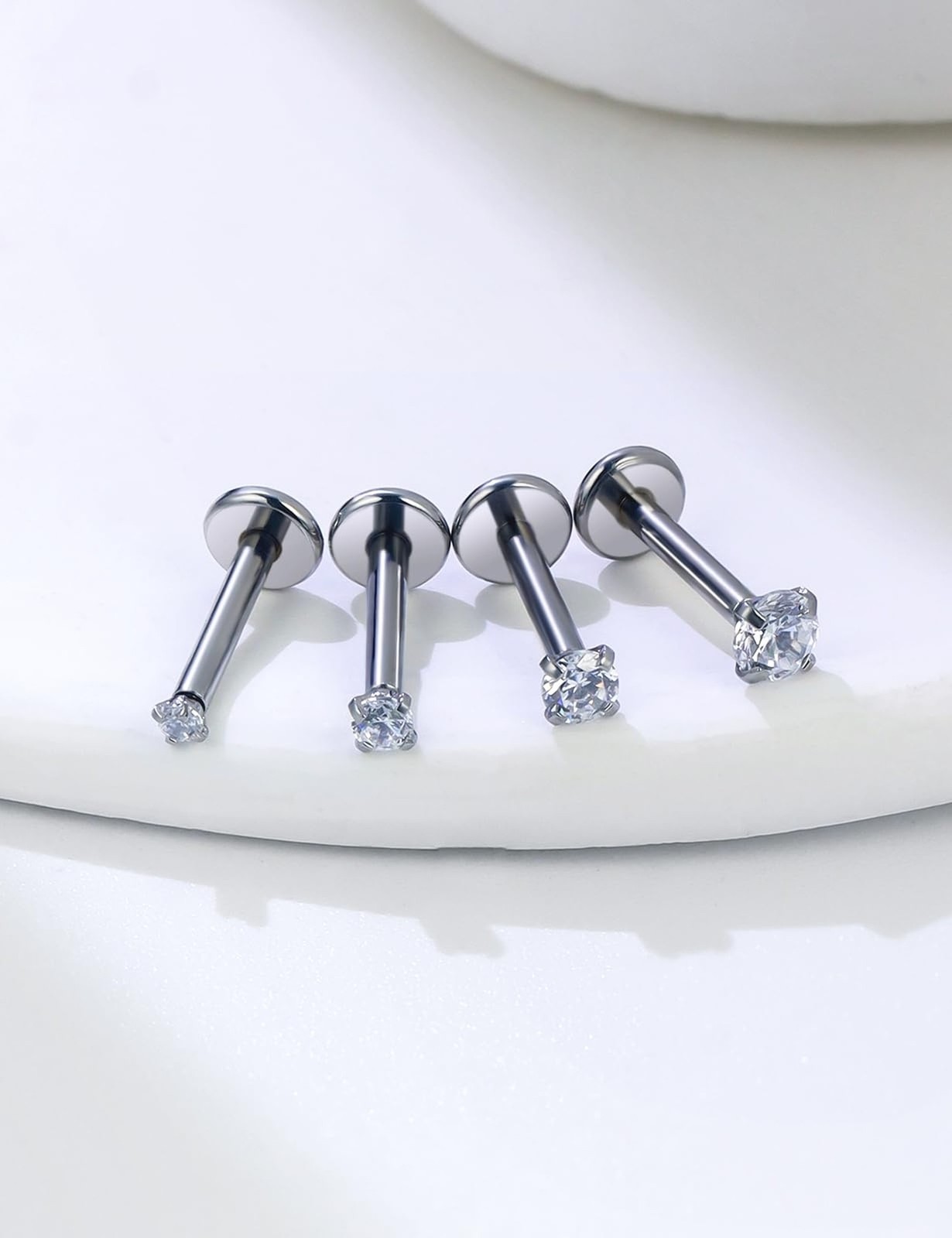 16G 18G 20G Threadless Flat Back Nose Ring Studs Earrings 316L Stainless Surg…