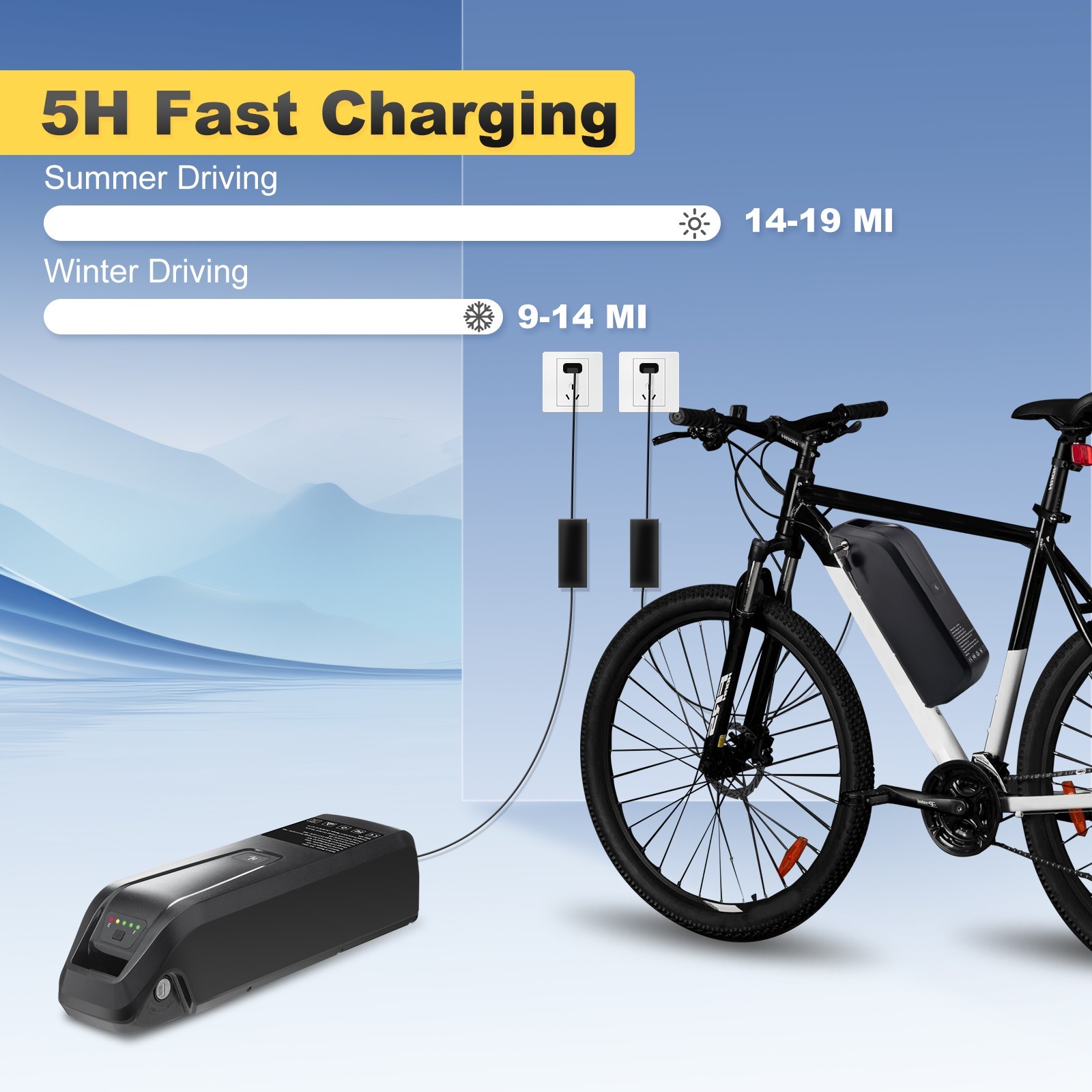 UUG 36V 10Ah/20Ah Battery For 200W-1200W Ebike Electric Bicycle Bike 5PIN US