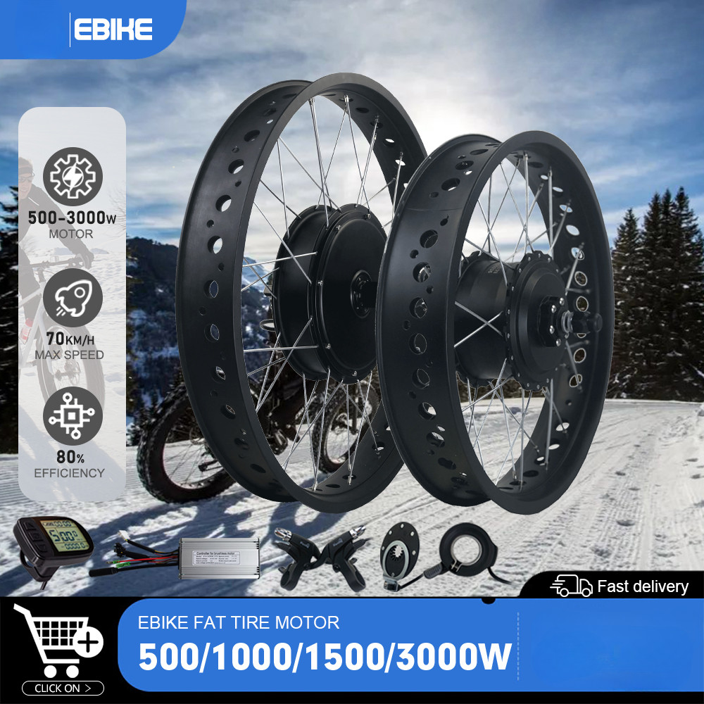 500W 1000W 1500W 3000W 20/24/26er Snow Fat Ebike Rear Hub Motor Conversion Kit