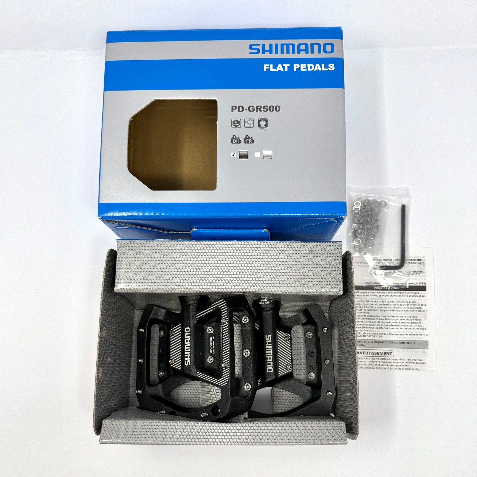 Shimano PD-GR500 Flat Platform MTB Pedals Black EPDGR500L 9/16 in