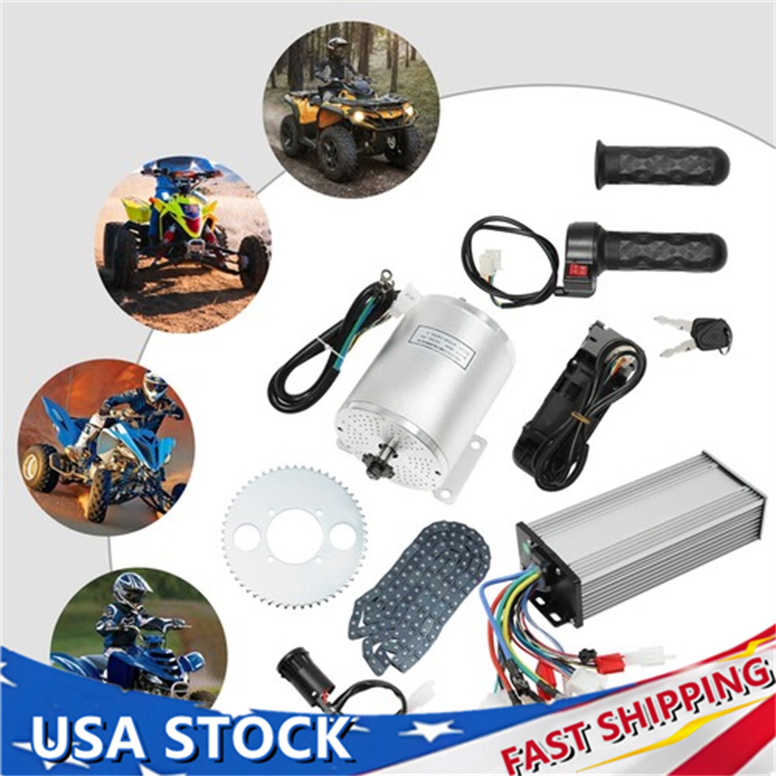 3KW 48-72V High DC Brushless Motor Conversion Kit For E-Motorcycle Scooter Kart