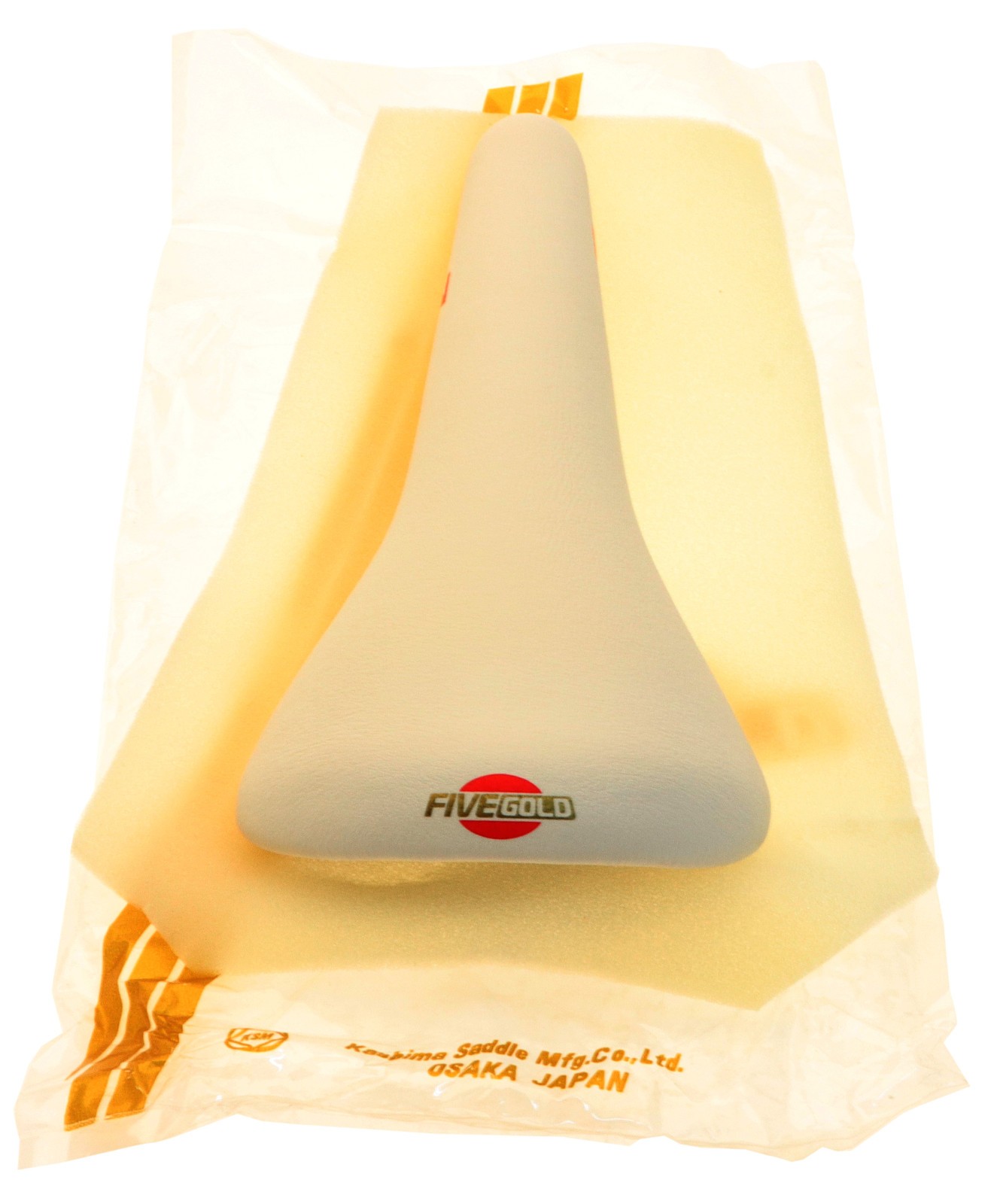 Kashimax Five Gold 7P Saddle NJS 30mm Rails White Smooth Leather NEW NOS