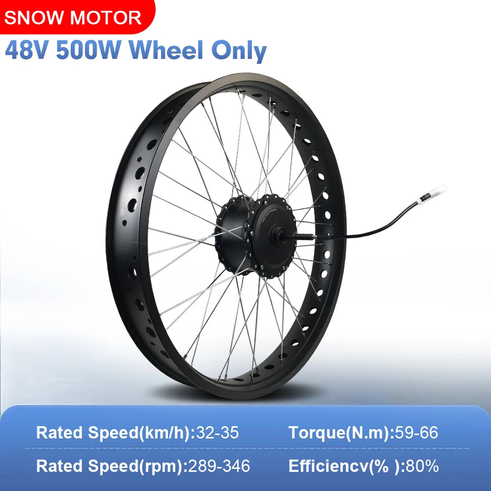 36V 48V 500W 20/24/26 Inch Snow Fat E-bike Rear Rotate Hub Motor Conversion Kit