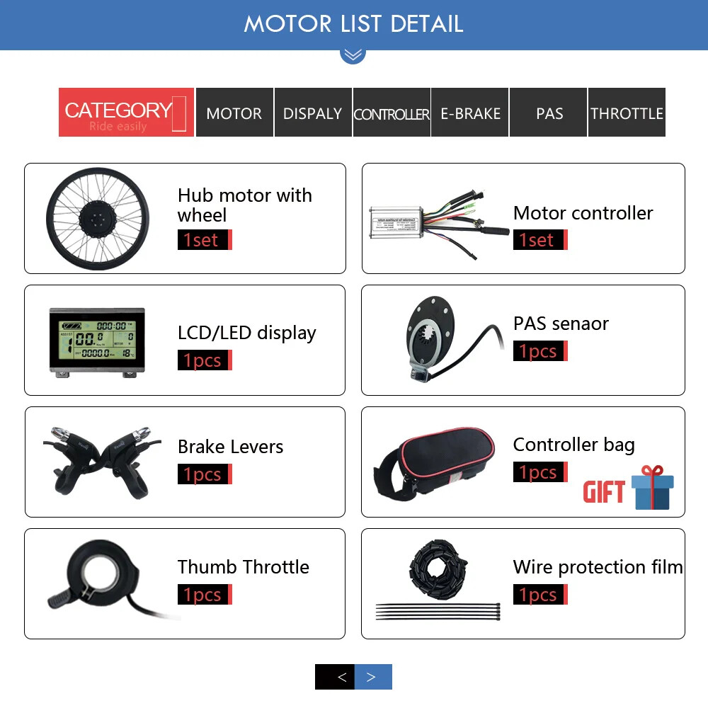 36V 48V 500W Rear Rotate Hub Motor Wheel 20/26 in For Snow E-bike Conversion Kit
