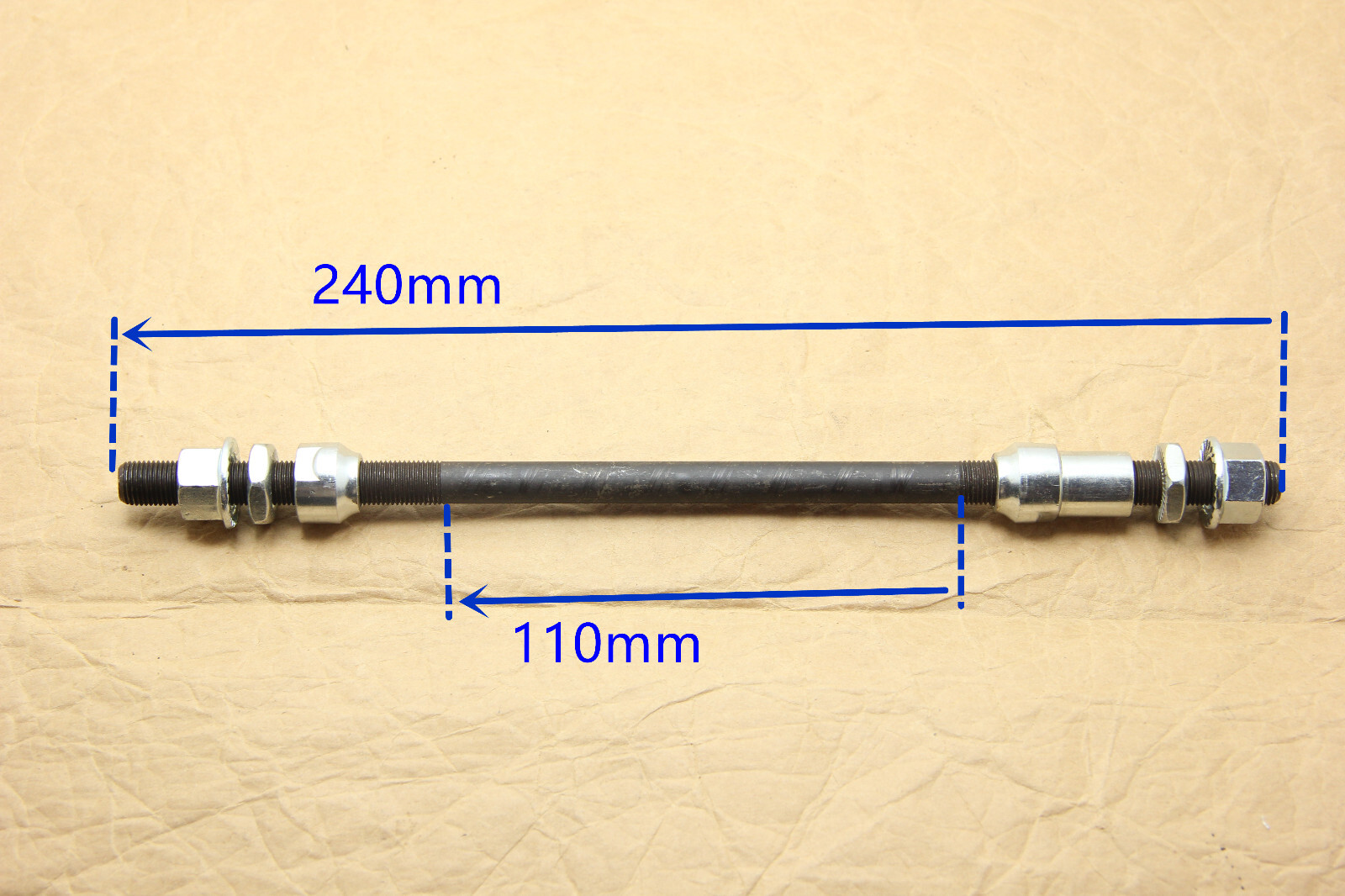 Fat Bike Bicycle MTB Rear Axle 3/8 x 240mm 26tpi Black Iron