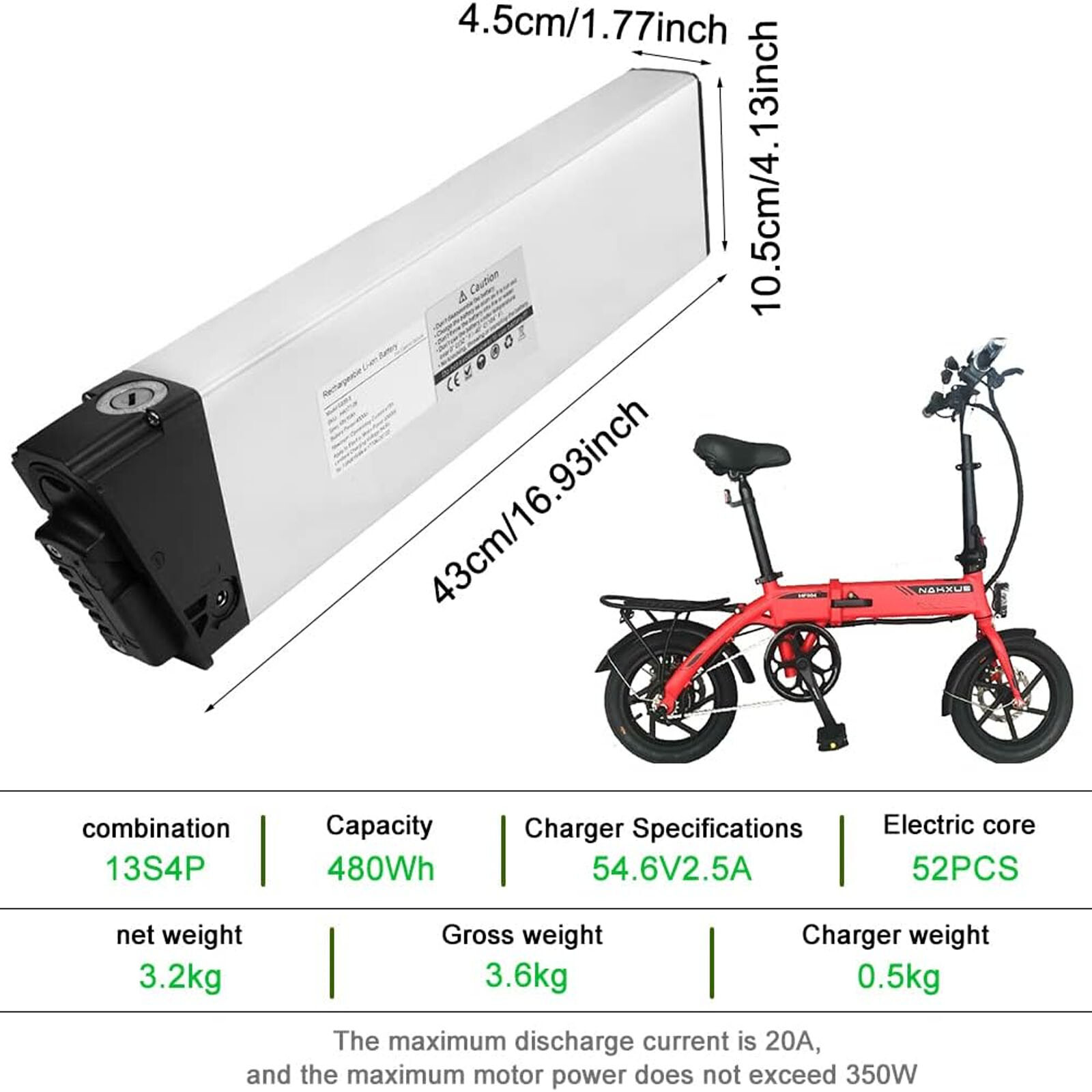 48V 10Ah Ebike Lithium Battery Electric Bicycle Battery For 48V Folding E bike