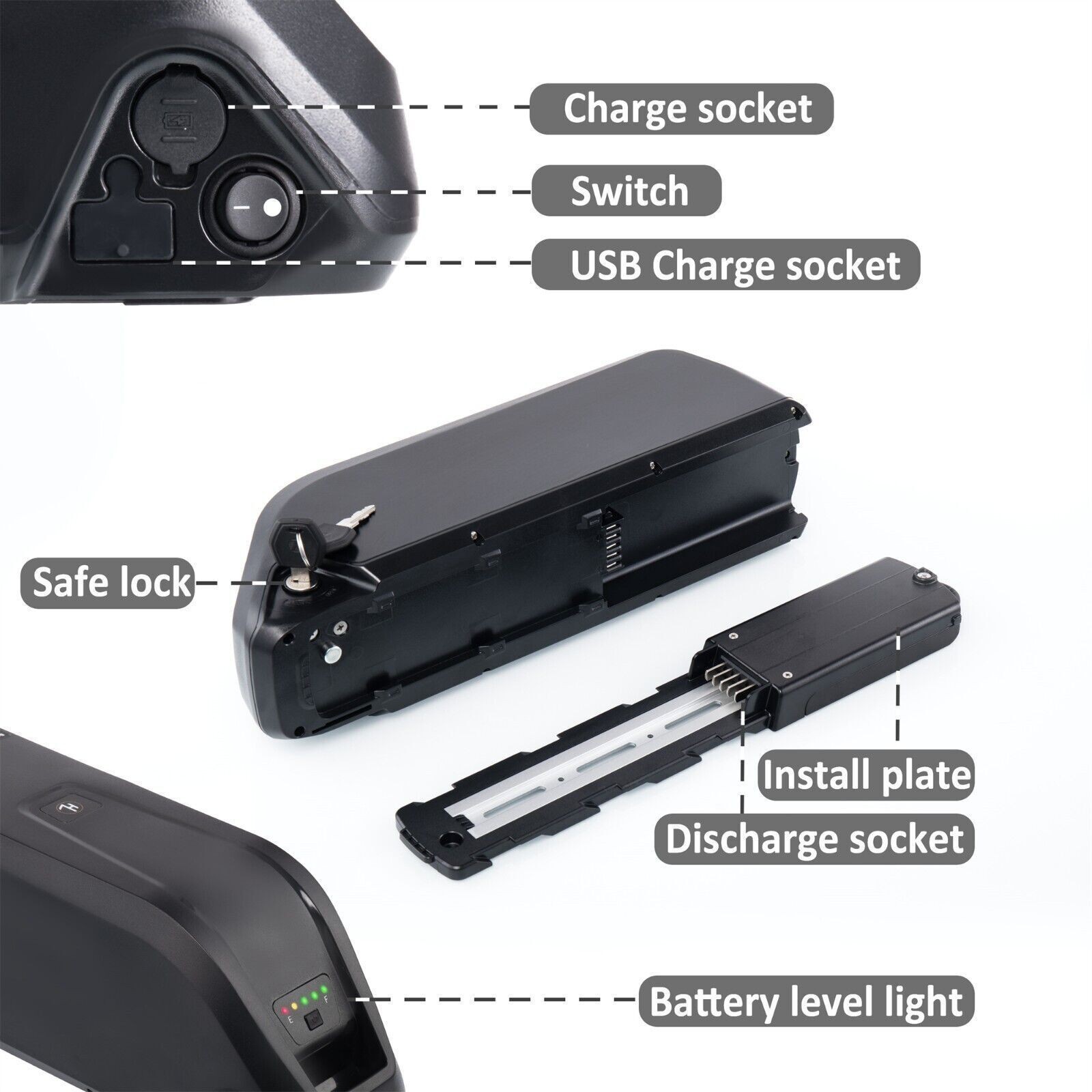 48V 15Ah Hailong Ebike Battery for 200W-1920W Electric Bike Lithium Battery BMS
